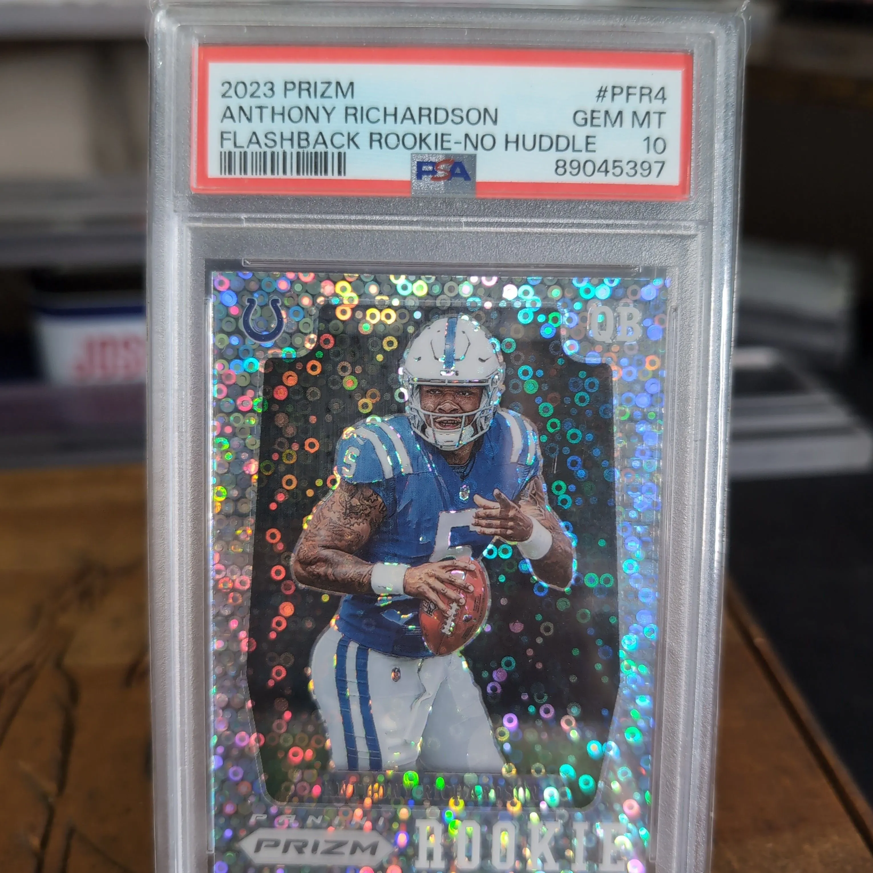 Product image for 2023 Panini Prizm Prizm Flashback Rookie Anthony Richardson PFR4 Flashback Rookie-No Huddle PSA GEM MT 10