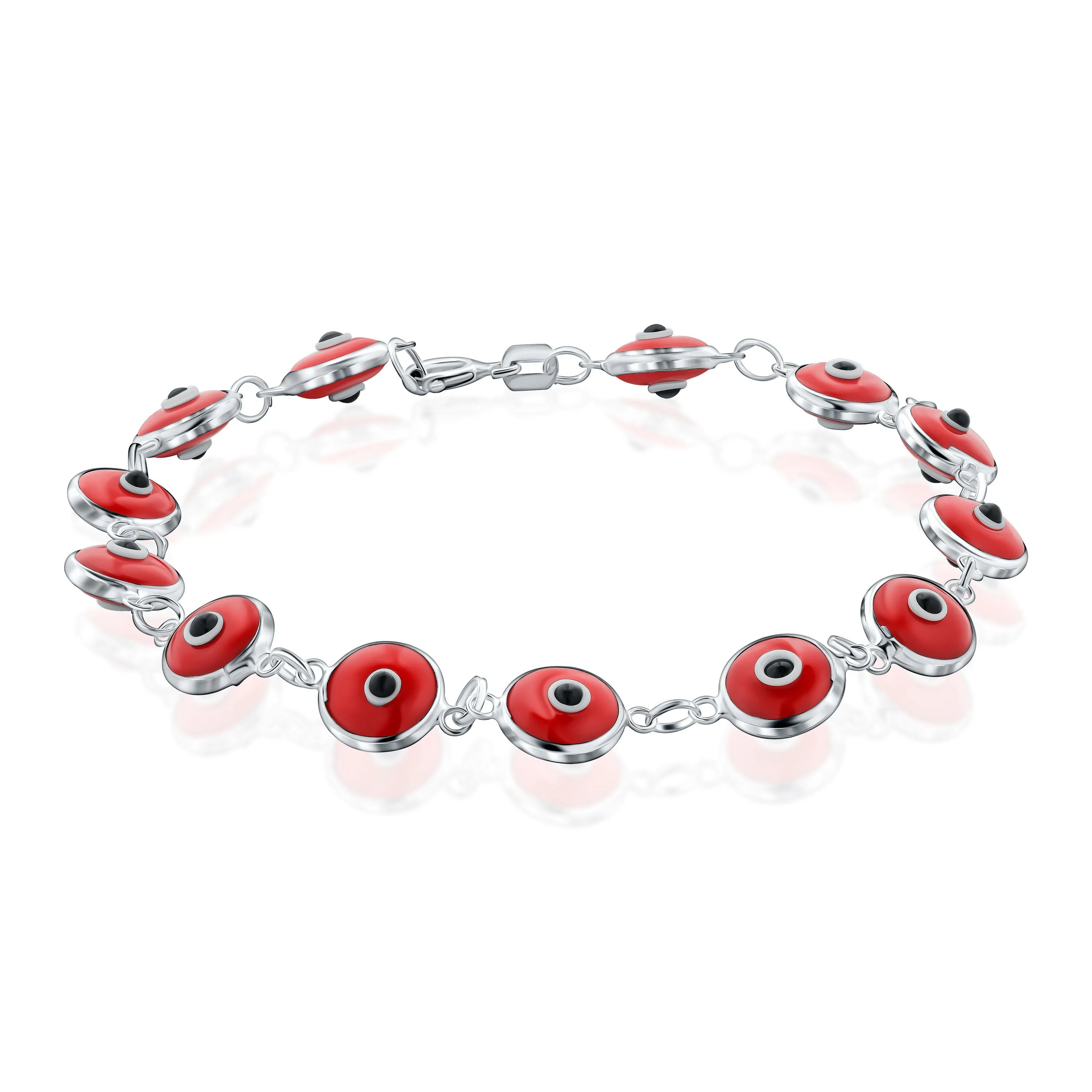 Product image for Sterling Silver RED Evil Eye Bracelet 