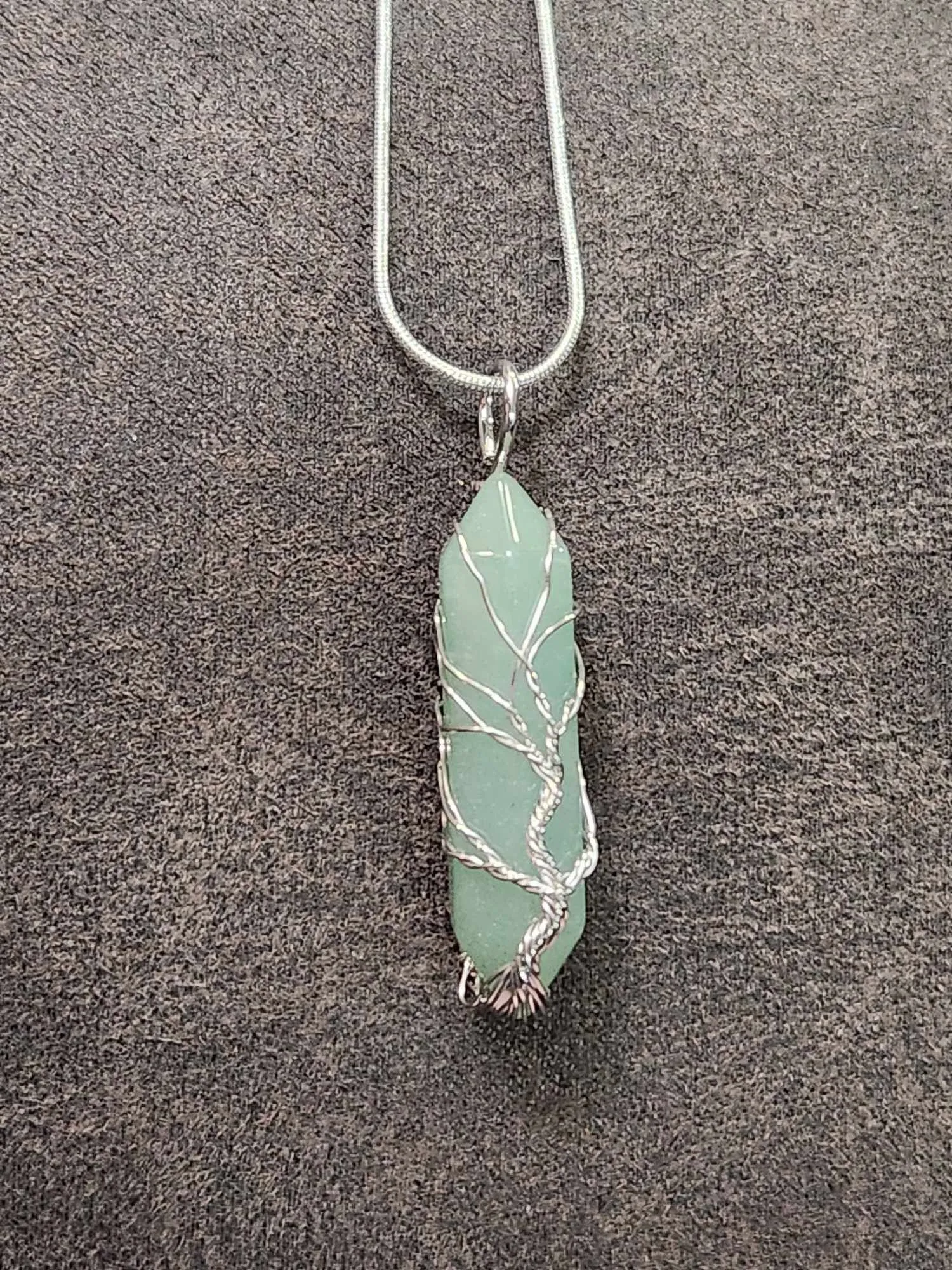 Product image for Silver Aventurine Wire Wrapped Tree Of Life Necklace  