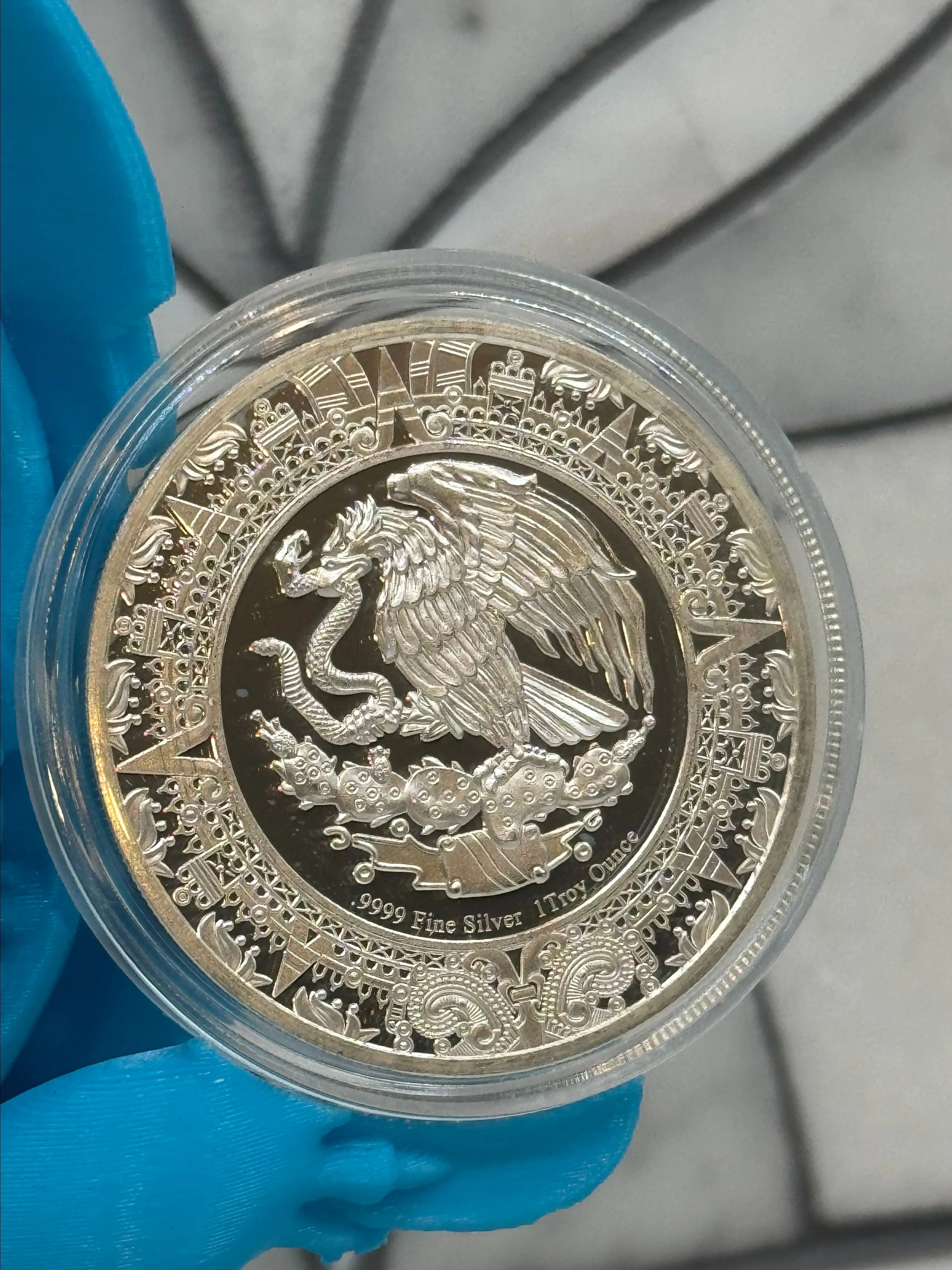 Product image for Rare 1oz .999 Silver proof Mexico Aztec Sun Calendar Mayan Elements Round Coin