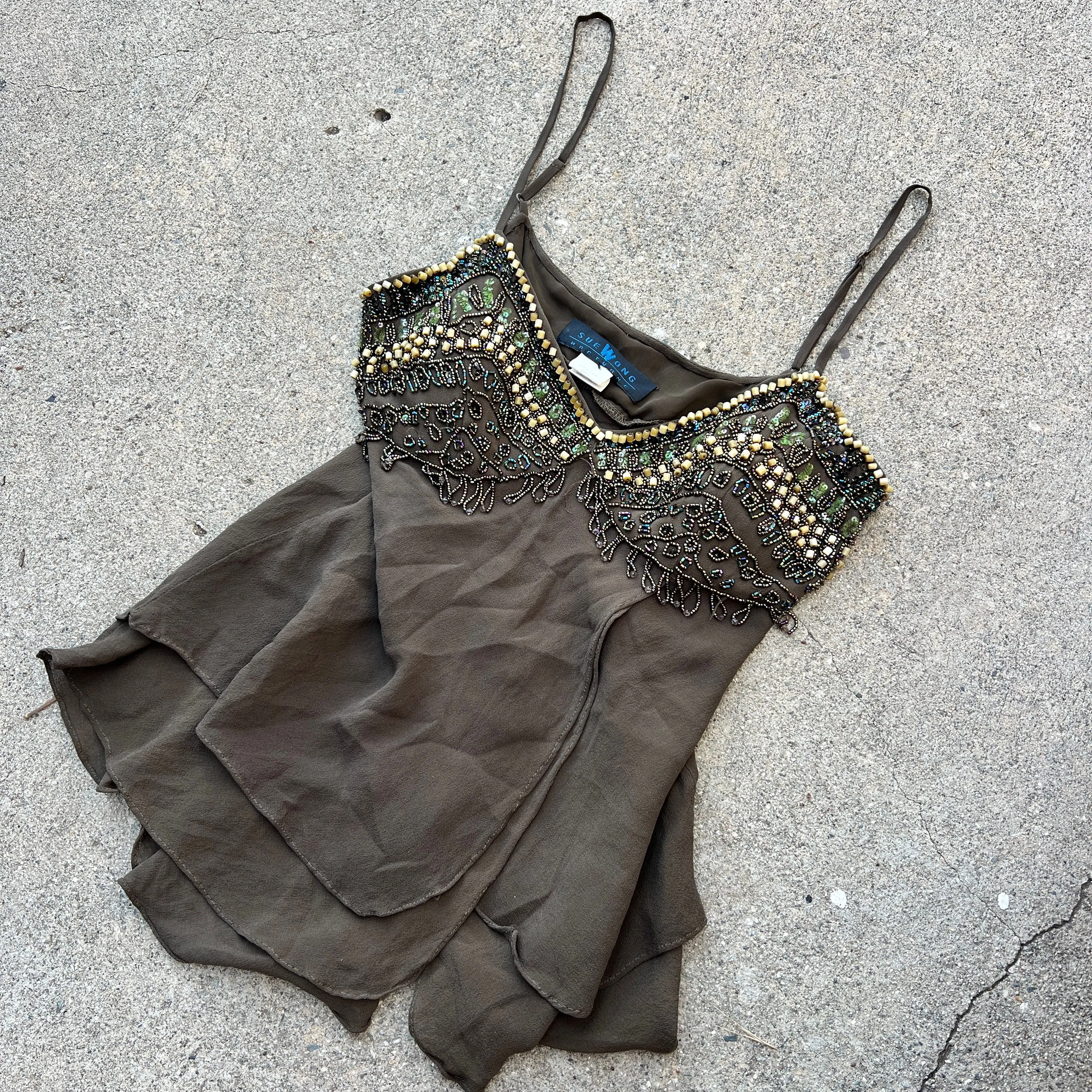Product image for Sue Wong 100% Silk Beaded Cami Top