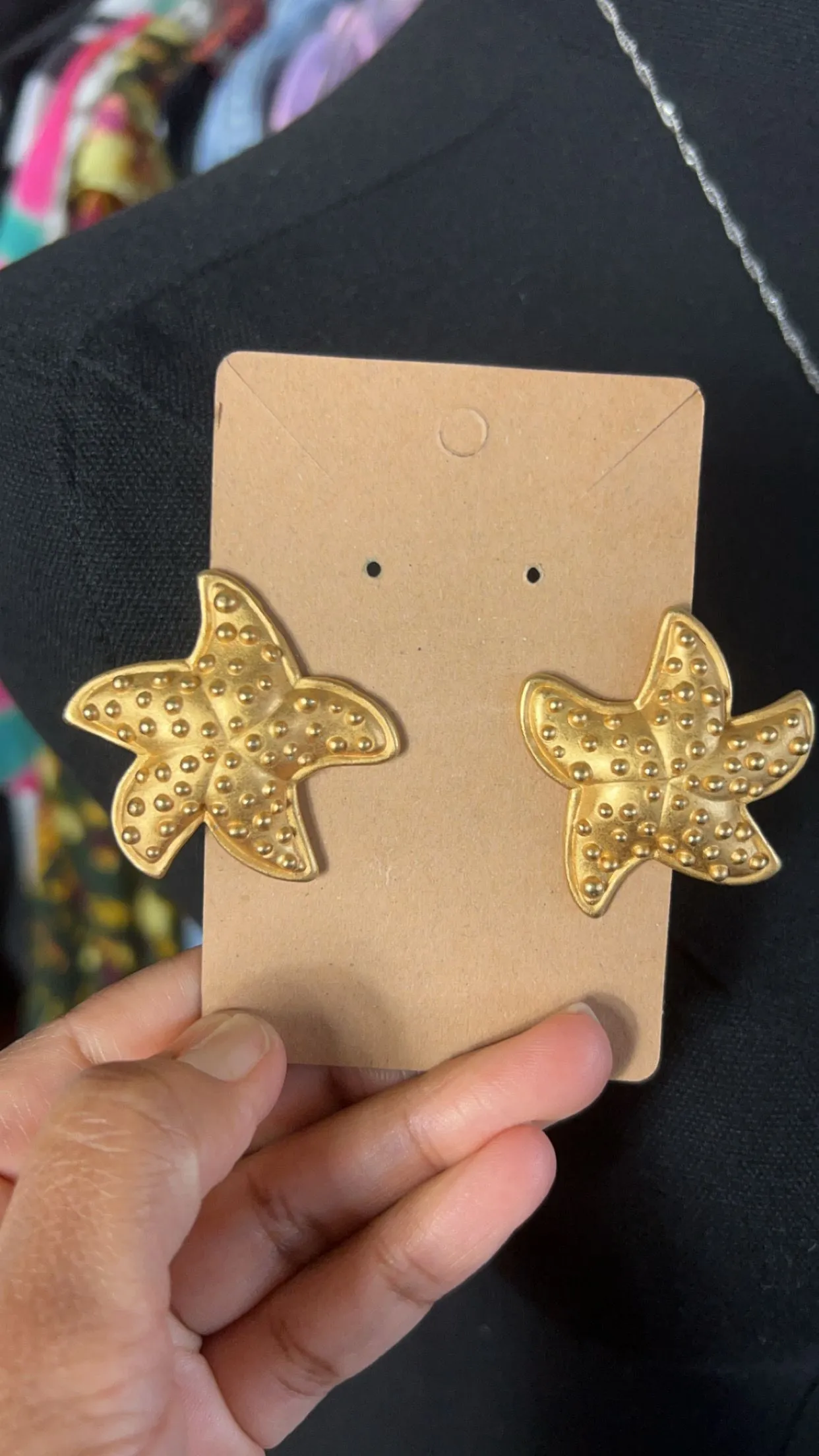 Product image for Gold-tone matte vintage starfish clip on earrings