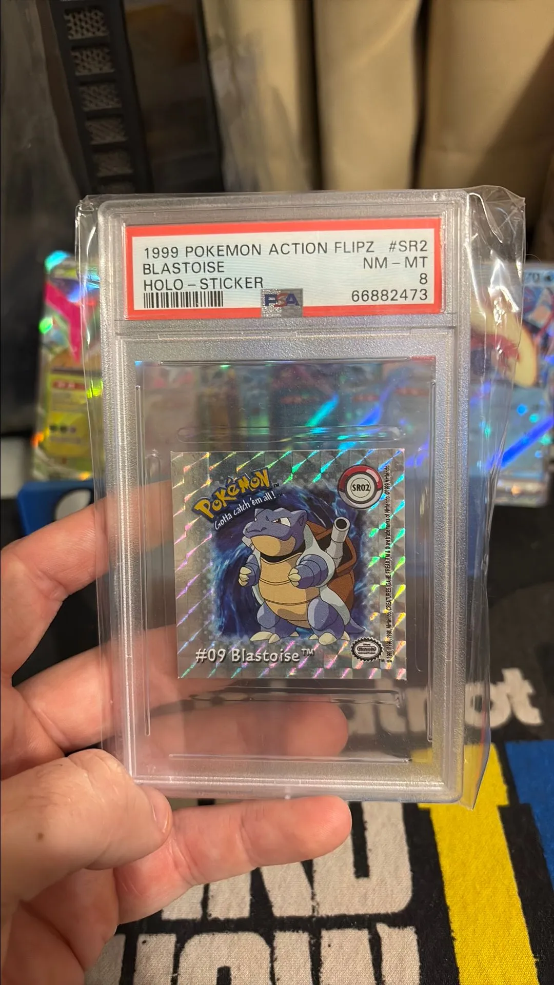 Product image for 1999 Pokemon Action Flipz Sticker Hologram Blastoise Holo-Sticker PSA NM-MT 8