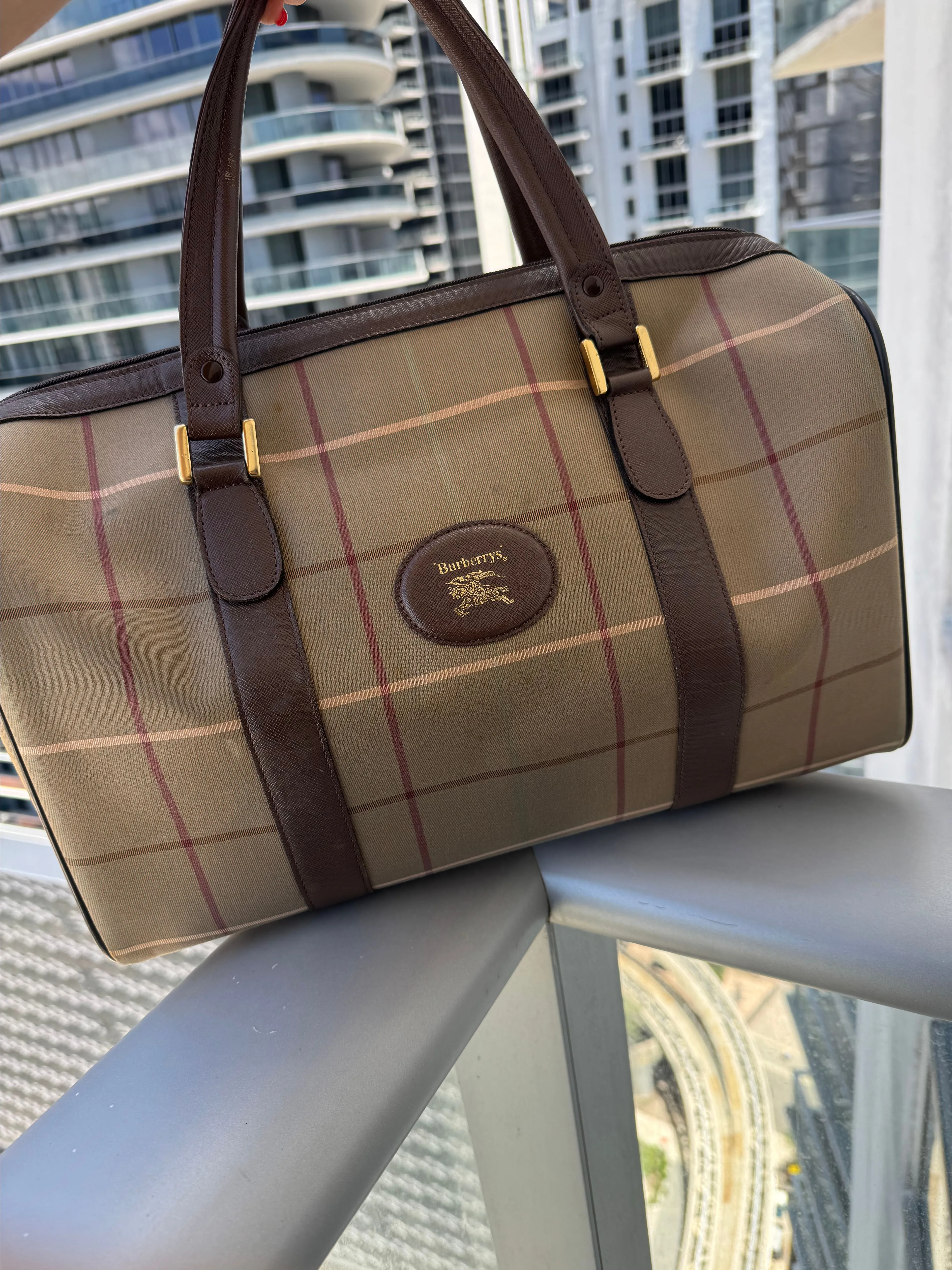 Product image for 17. Burberry Canvas Boston Bag