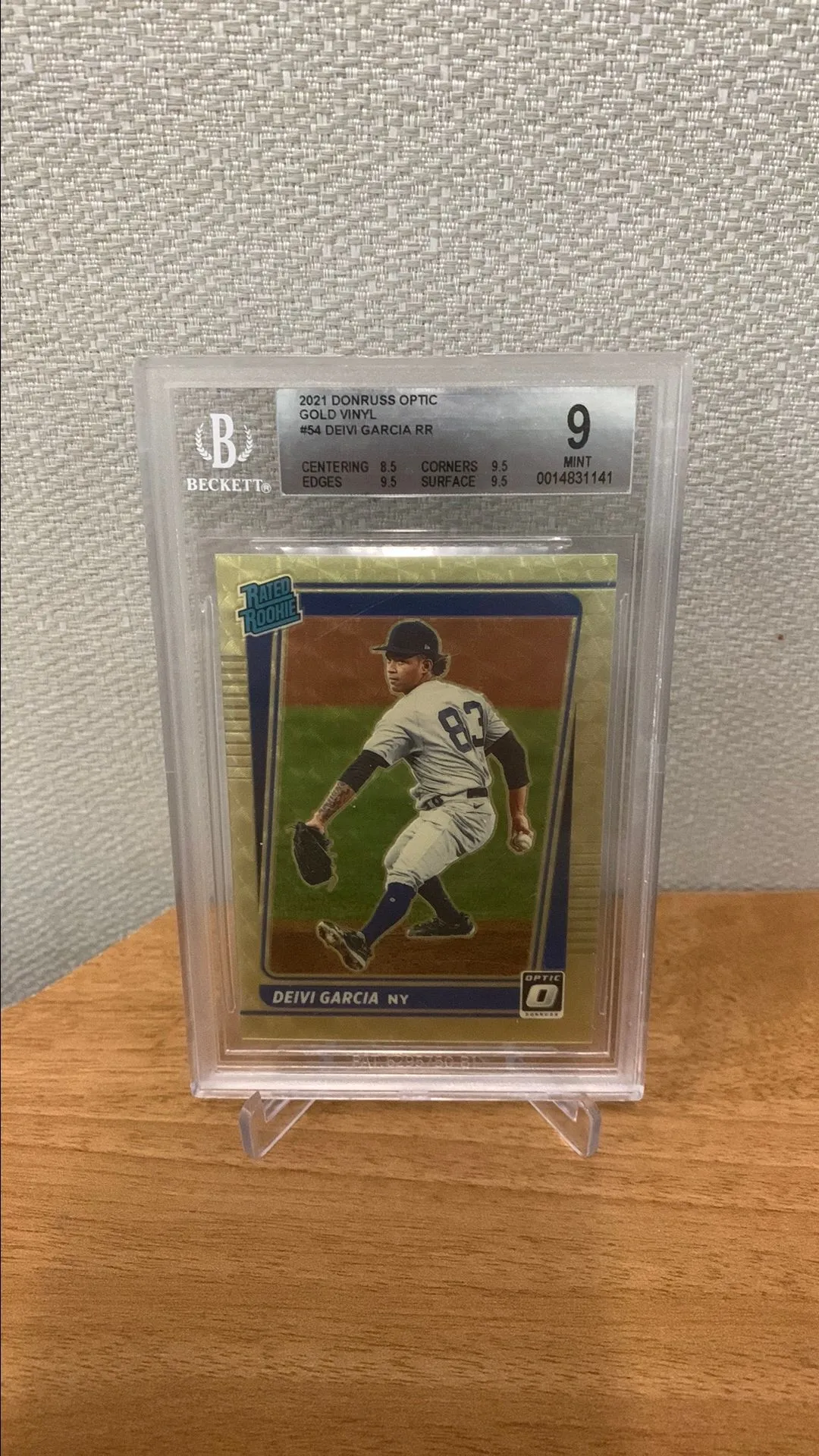 Product image for Deivi Garcia rated rookie optic 2021 gold vinyl 1/1 BGS 9 Yankees