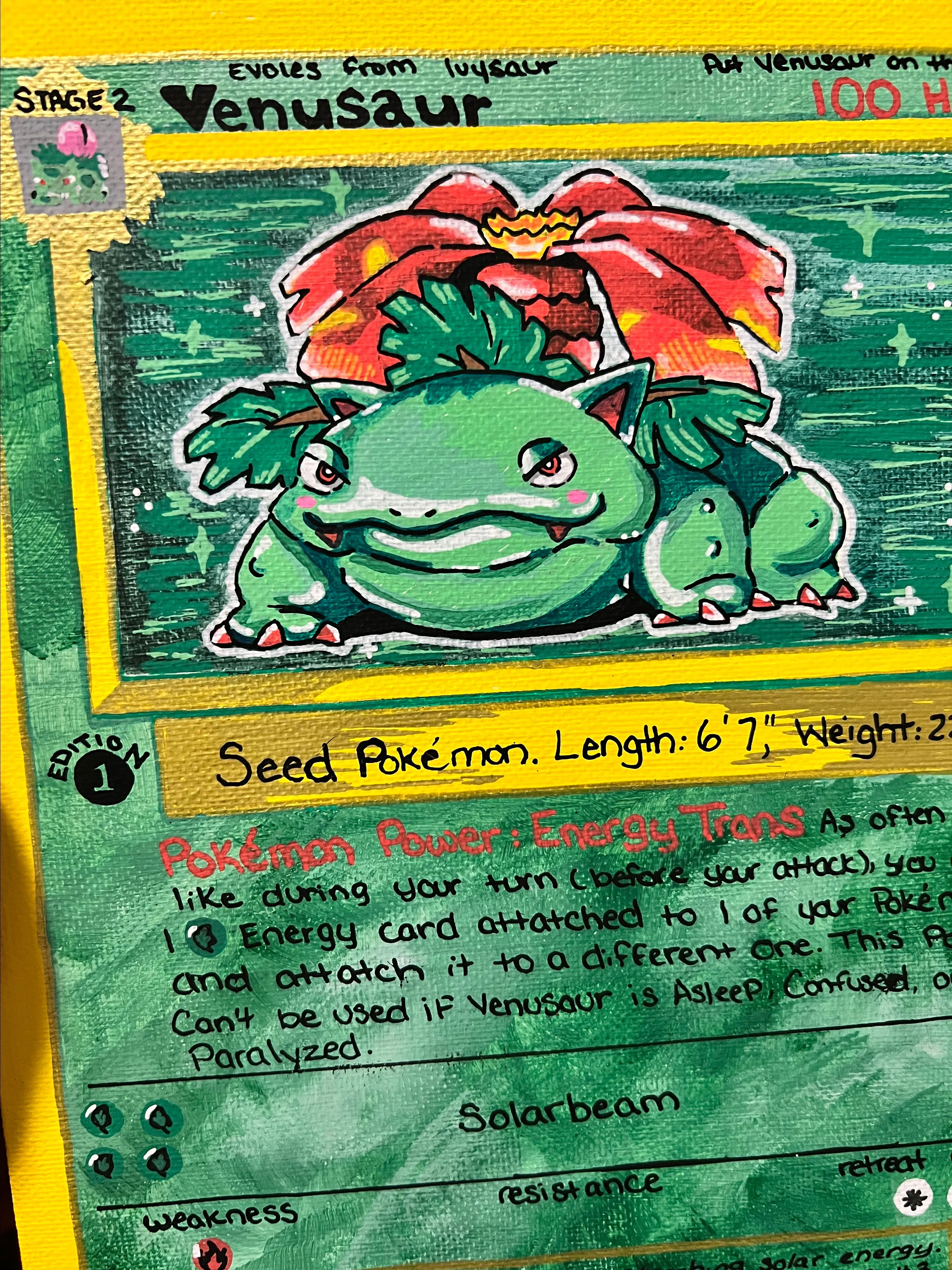 first edition venusaur card Pokemon Venusaur Card Metal Poster Metal Poster – Anime Town Creations main image 0