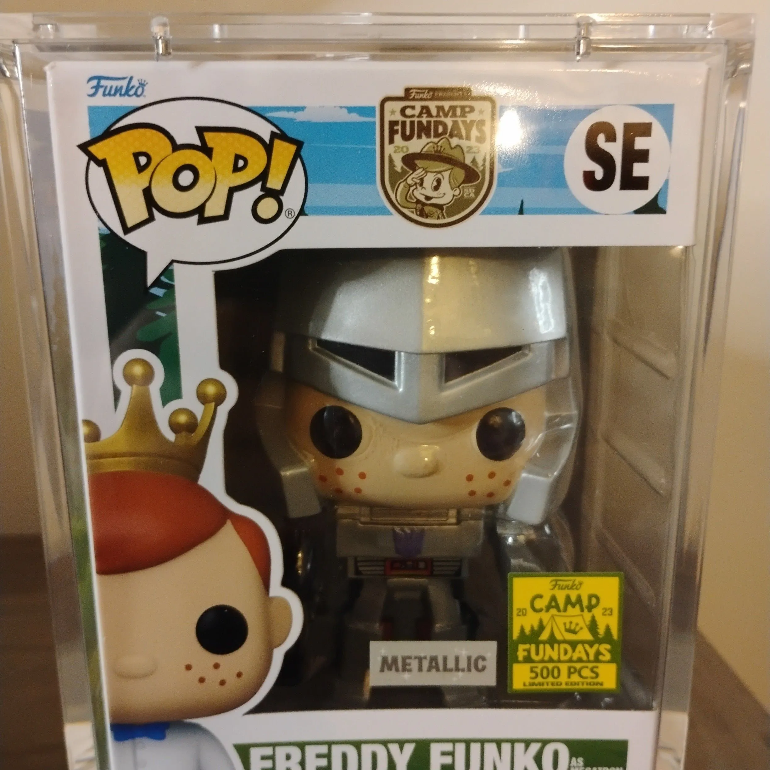 Product image for Freddy Funko as Megatron Metallic Camp Fun Days SE 500