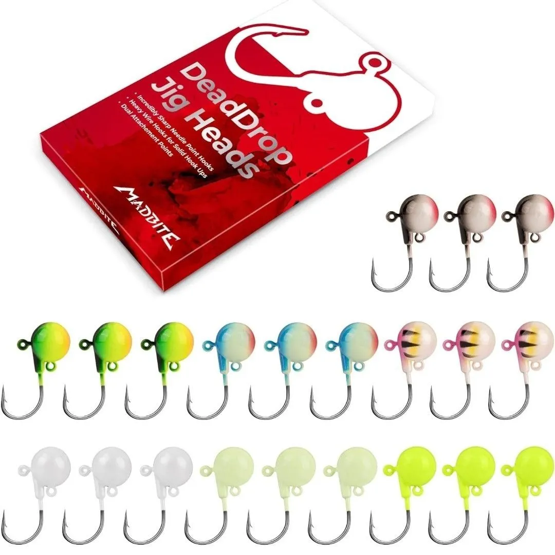 Product image for MadBite Dead Drop Jig Heads, 3/16oz (21 per pack)   (601)