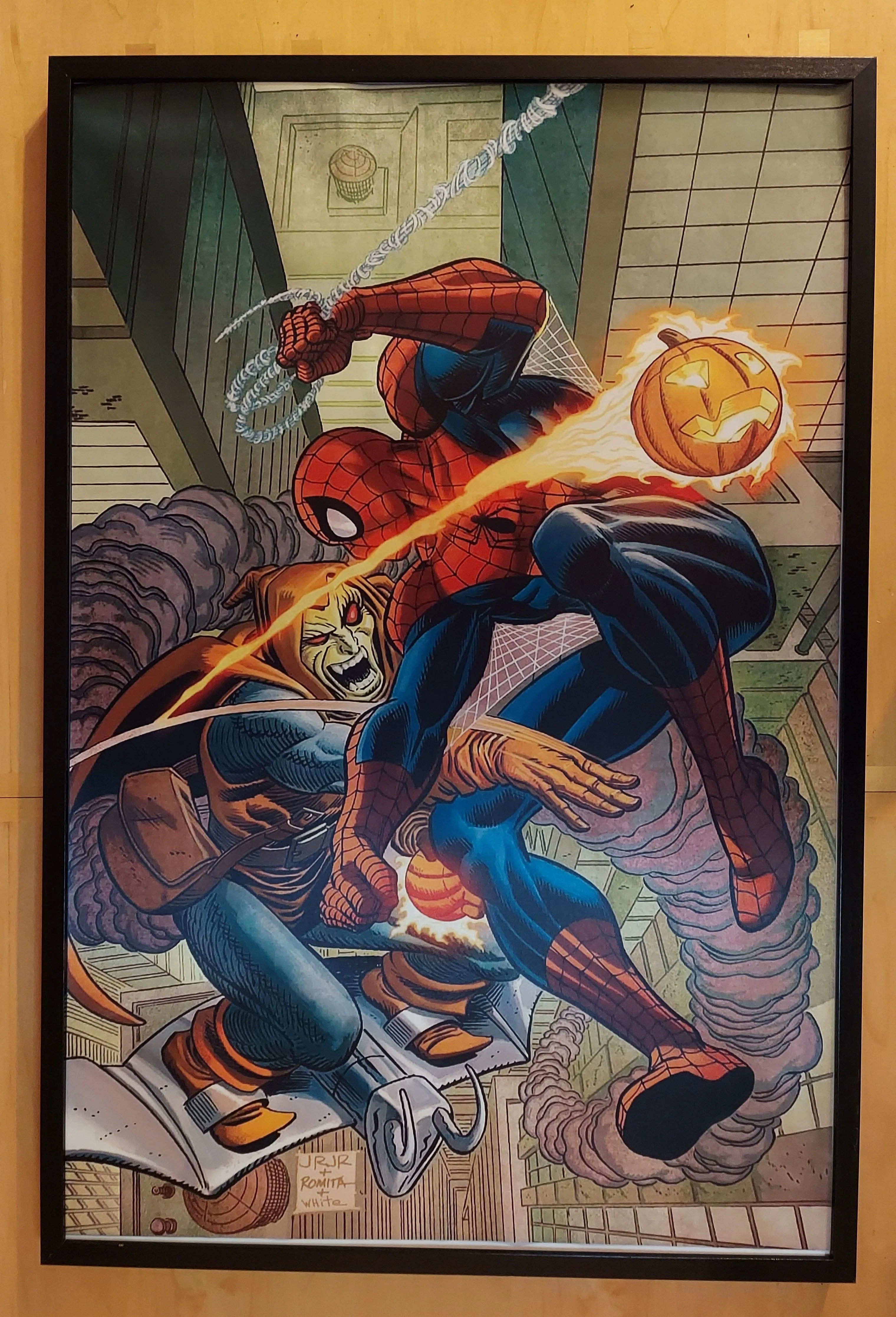 Product image for Spider-Man vs Hobgoblin silk canvas Fabric Poster (36" x 24")