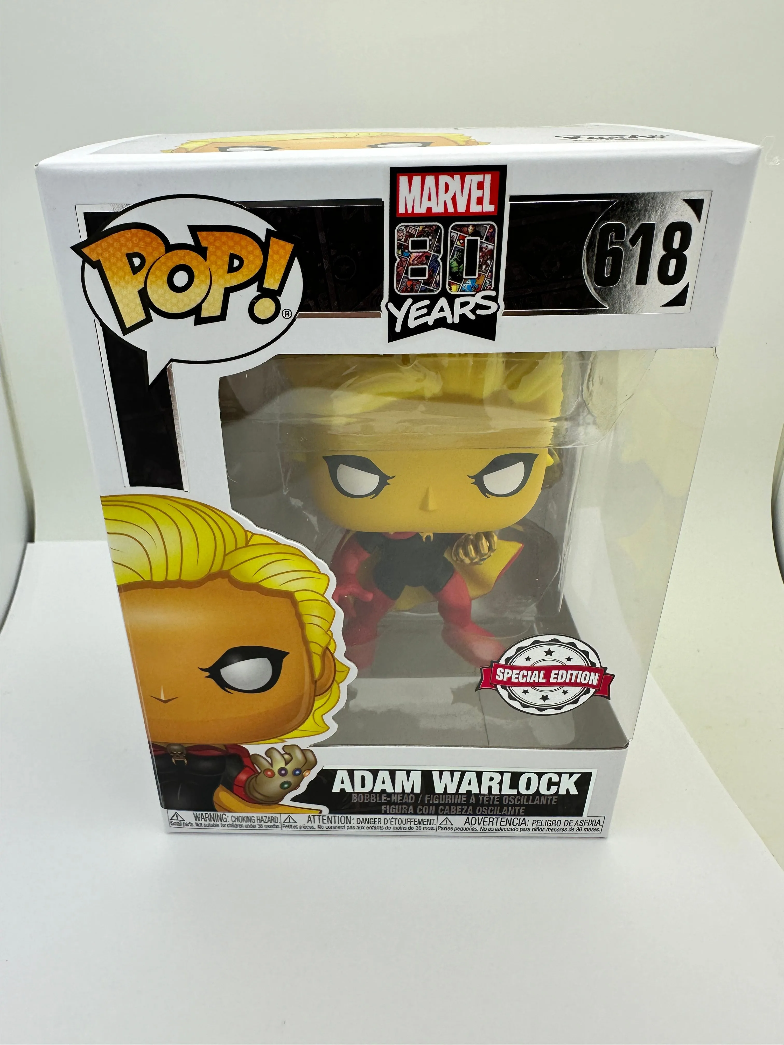 Product image for Funko Pop Marvel 80 Years Adam Warlock 618 Vinyl Figure + PoP Protector