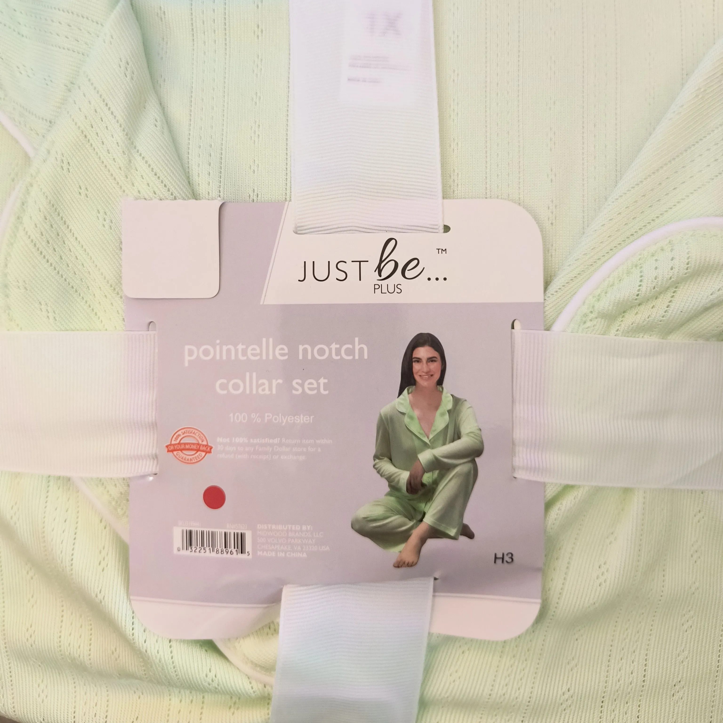 Product image for JUST BE...LG Mint Pointelle Notch Collar set