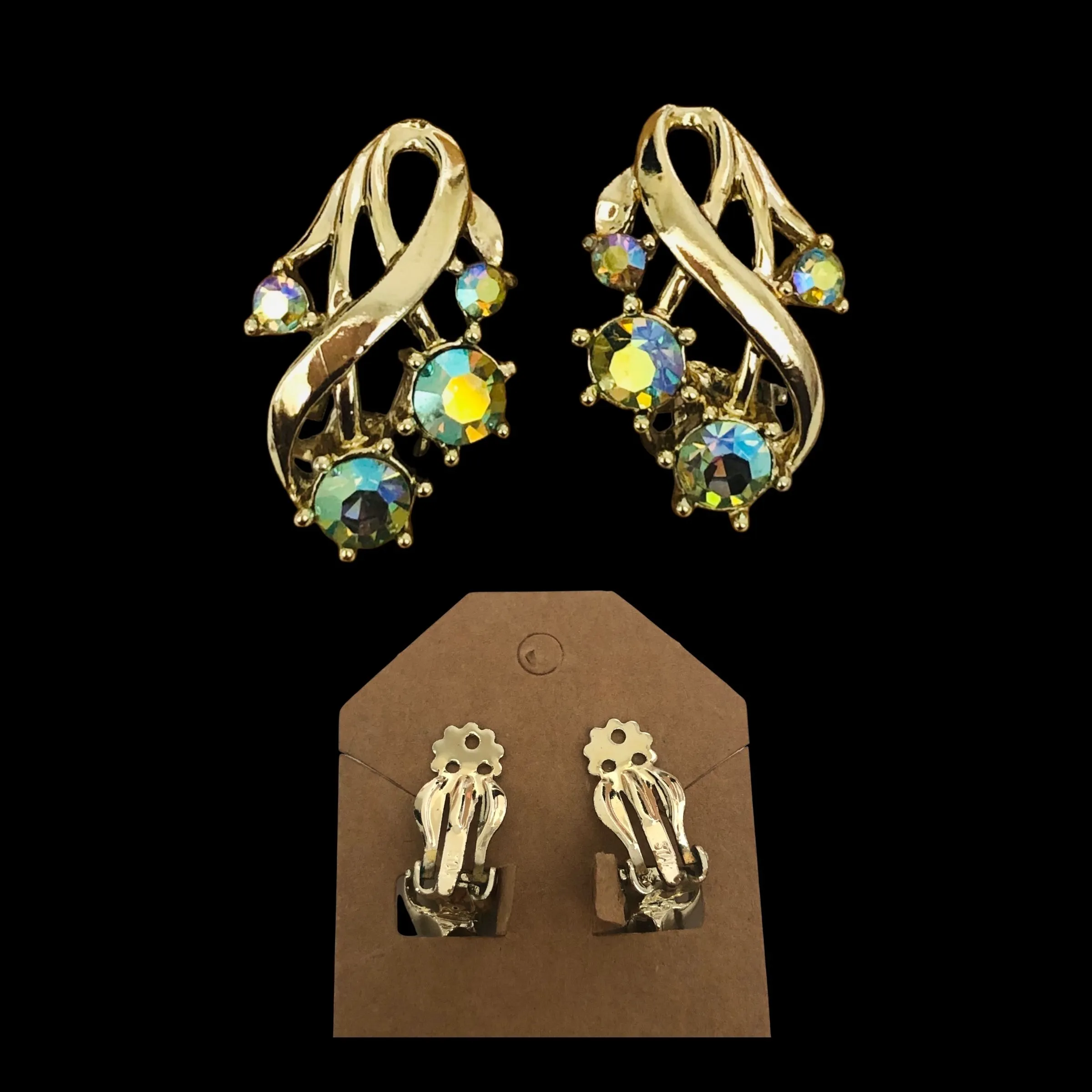 Product image for 43. STAR Gold Tone Iridescent Clip On Earrings