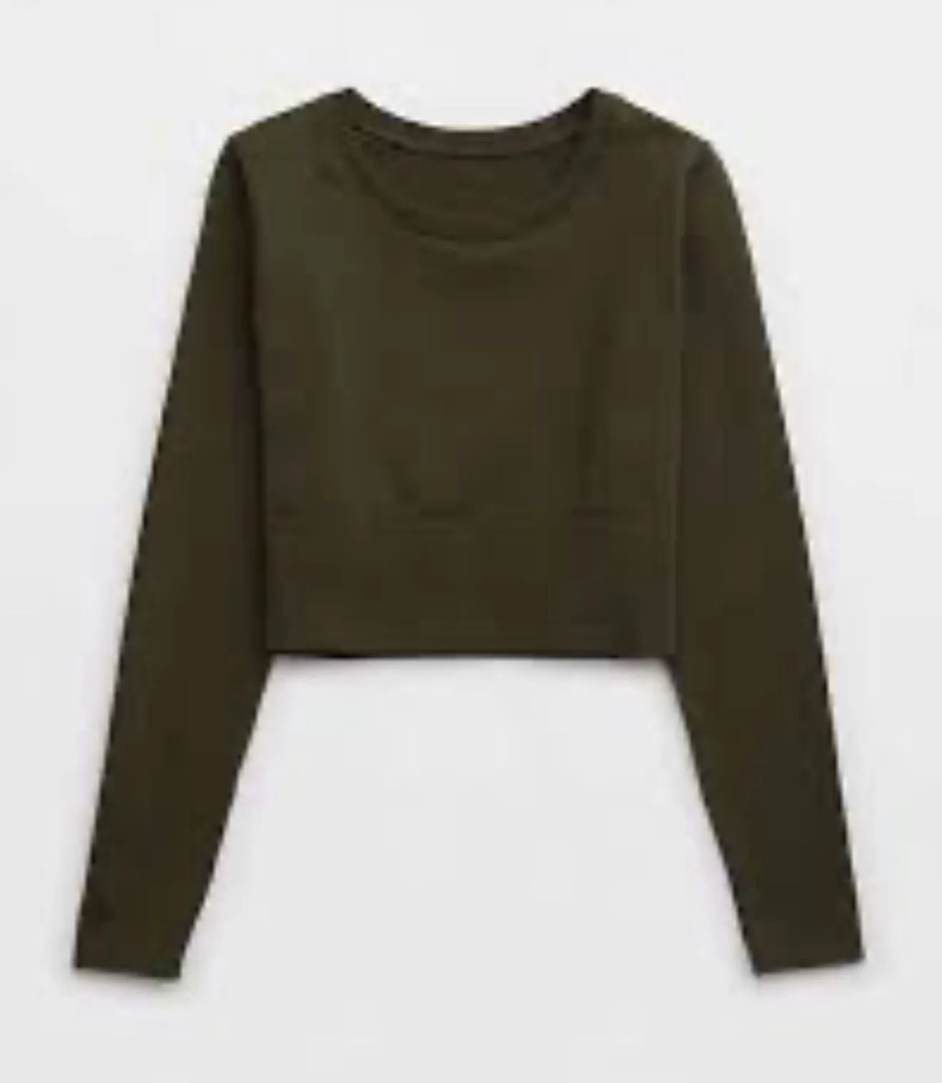 Product image for 38. AERIE Offline Womens SIDEWALK Top Green Seamless Long Sleeve Crop