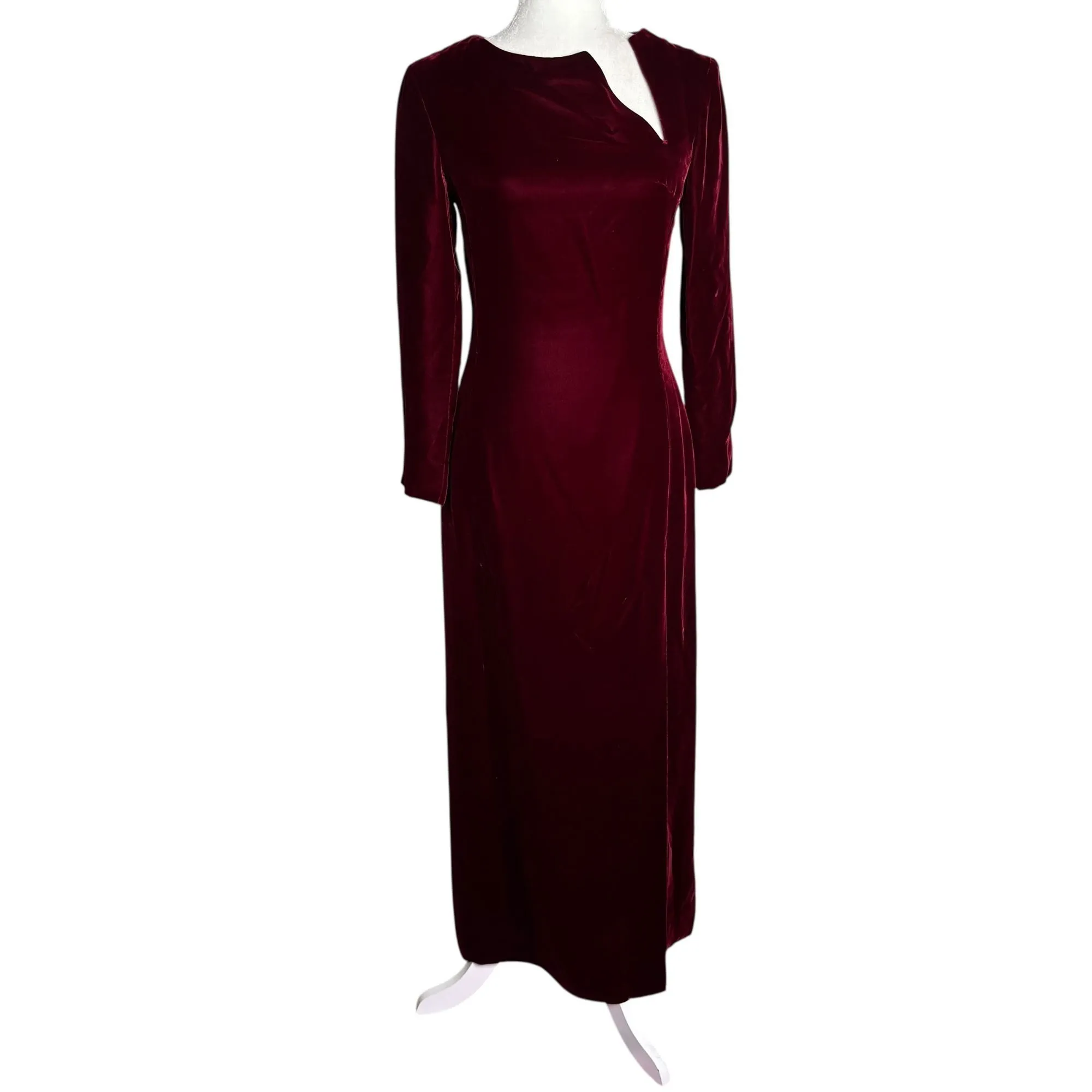 burgundy 50s dress Unique Vintage 1950s Burgundy Textured Velvet Devon Swing Dress main image 1