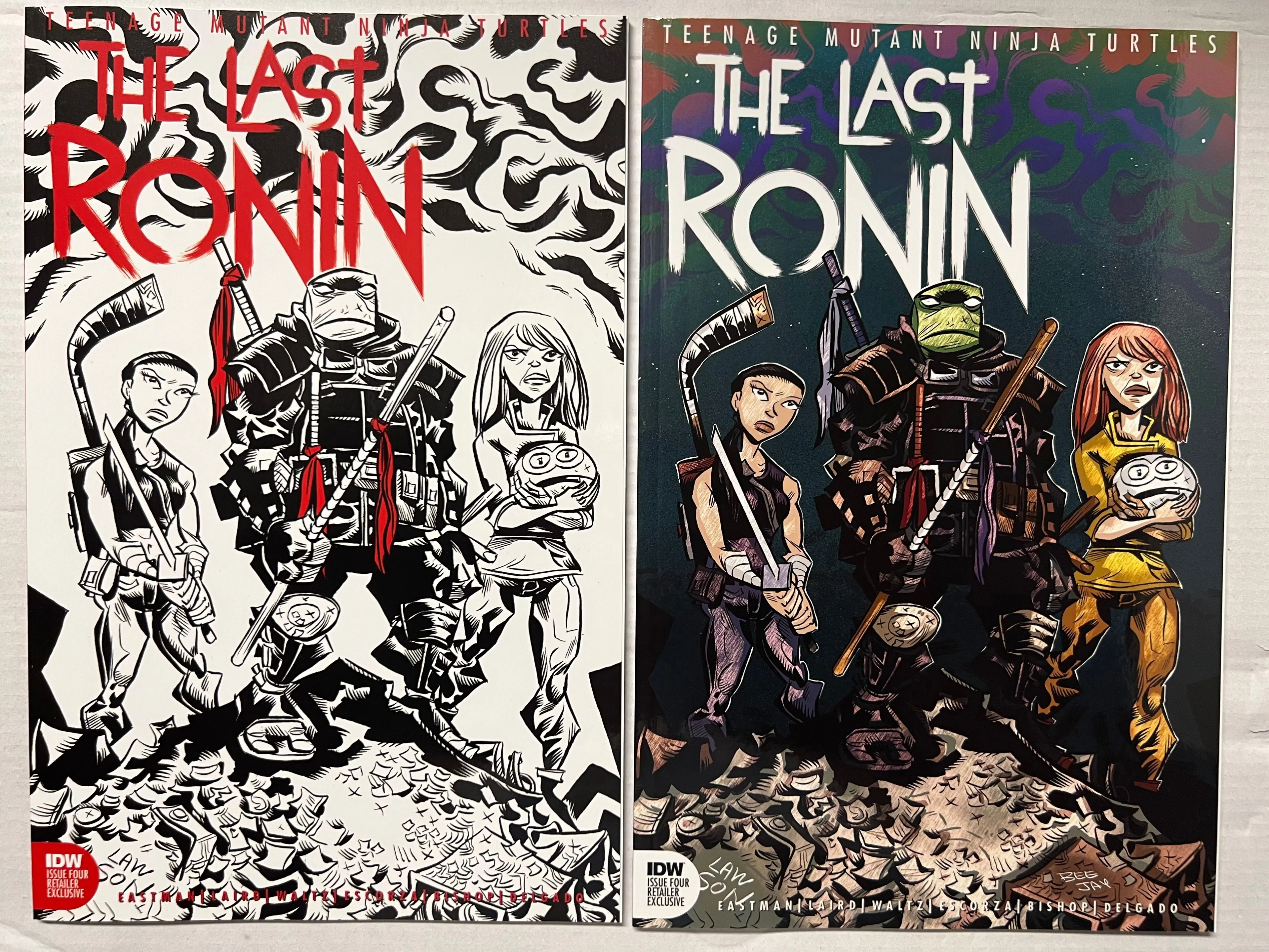 Product image for TMNT The Last Ronin #4 Jim Lawson Wraparound Color & B/W Variant Cover Set Limited to 500