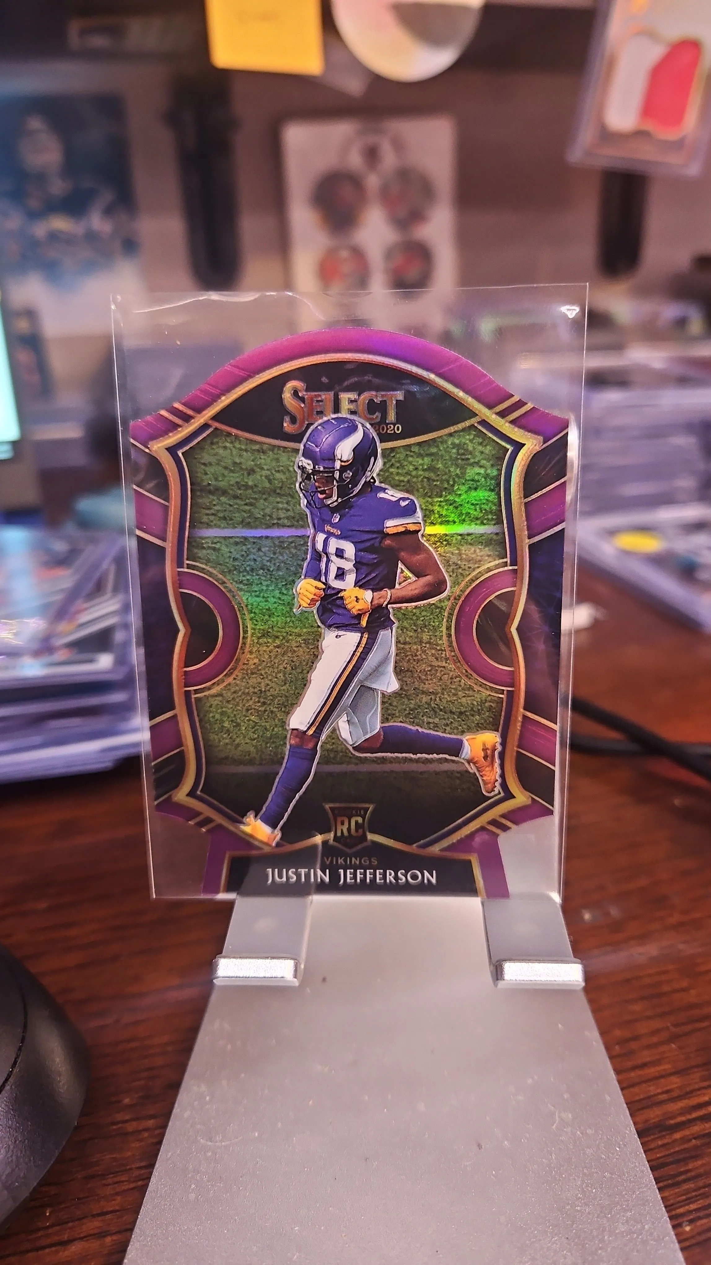 Product image for Justin Jefferson Rookie Die Cut...2020 Select Die Cut Concourse Purple.....Vikings
