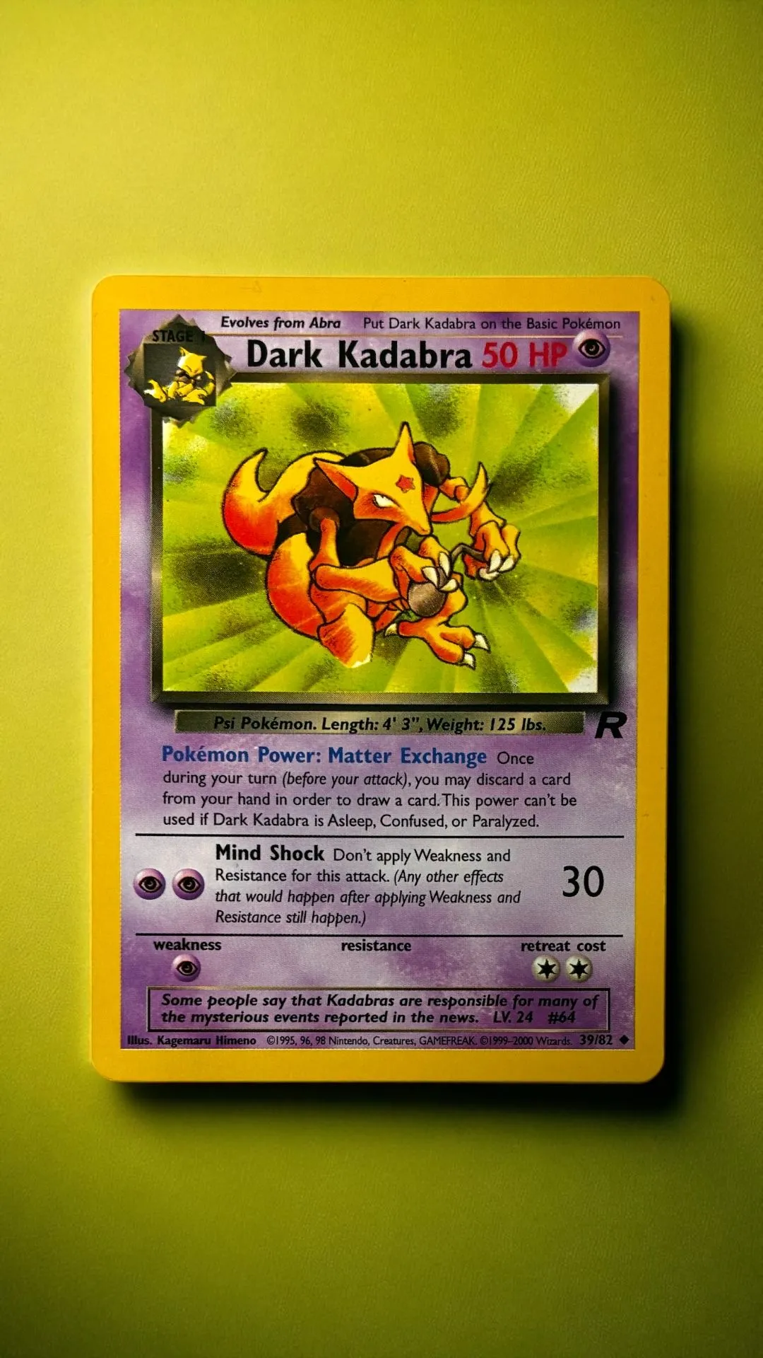 1995 dark kadabra pokemon card value 39/82 1st Edition CGC 9  Zapp! Comics (Any other effects that would happen after applying Weakness and Resistance still happen.) Dark Kadabra 1ST EDITION Team