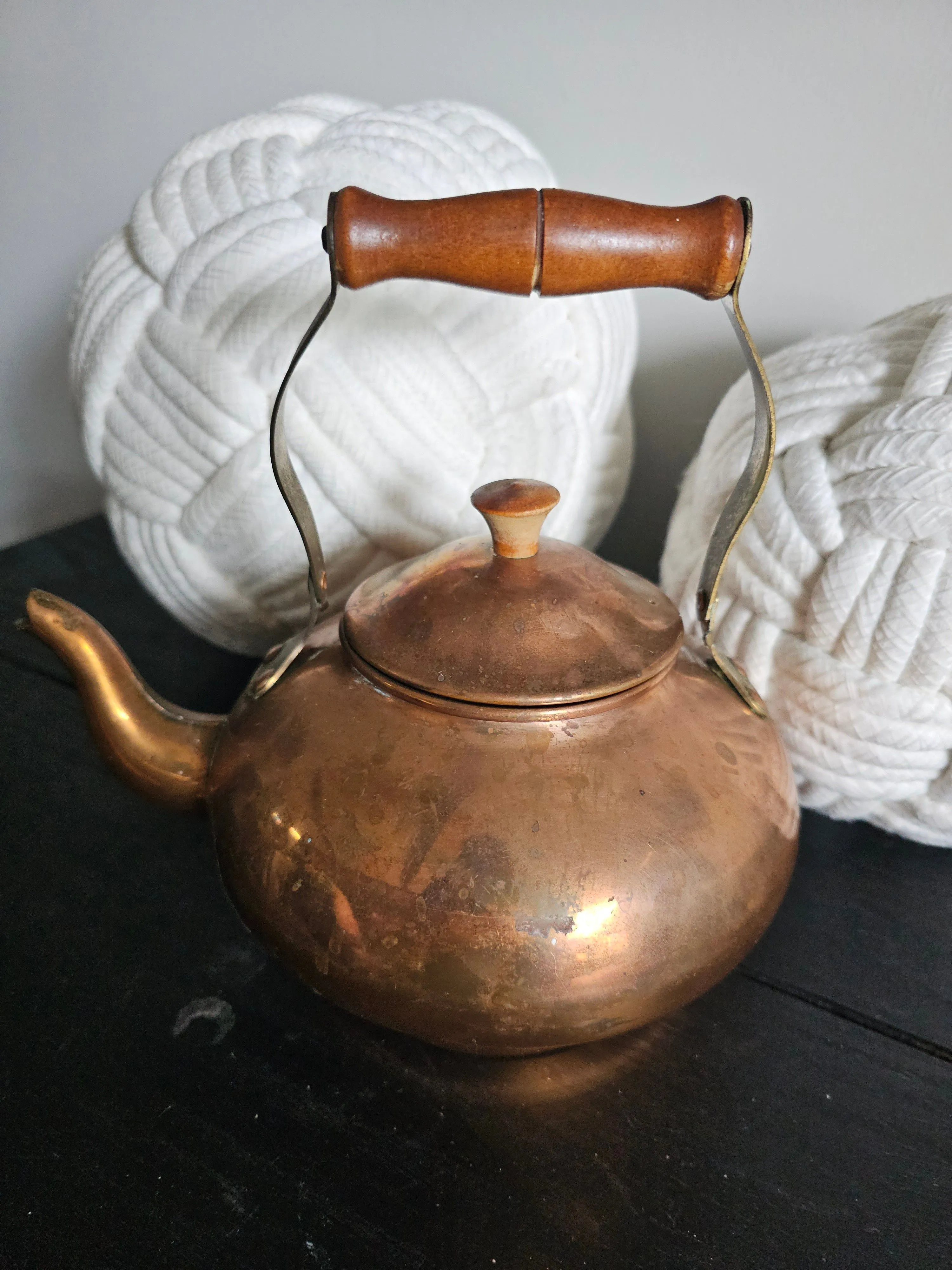Product image for Solid Copper tea Kettle w/ wood handle