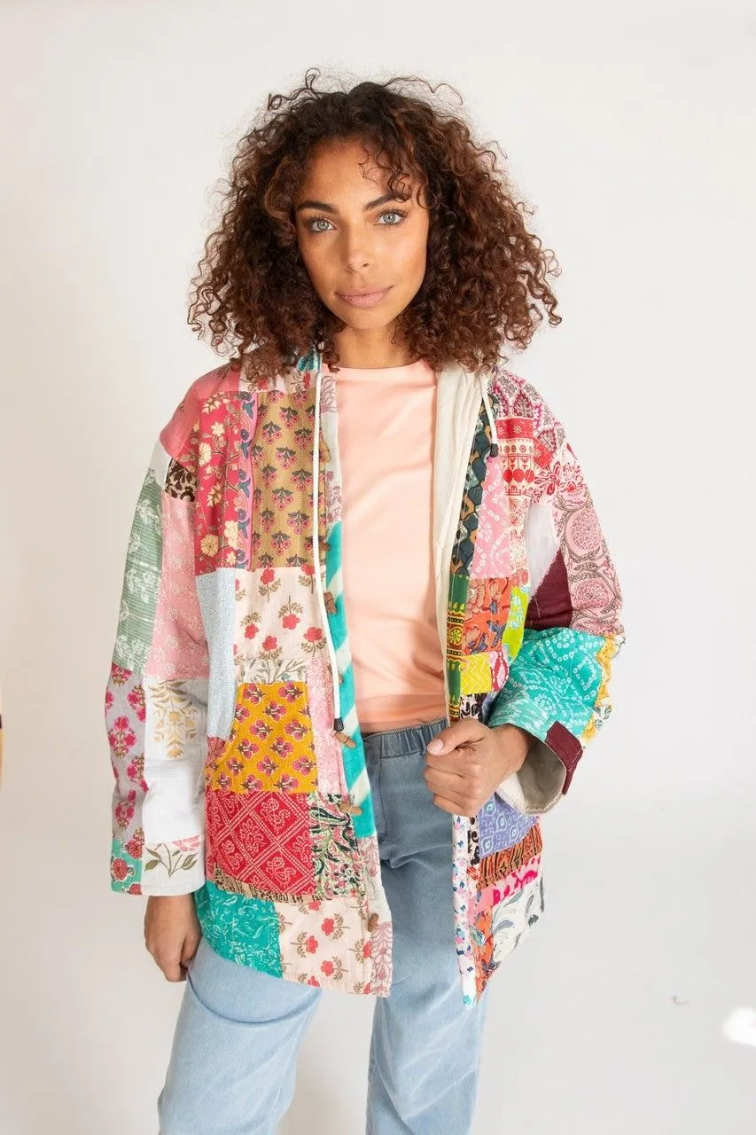 Product image for 10. Ashley Taylor 100% Cotton Multi-Color Patchwork Jacket / OS