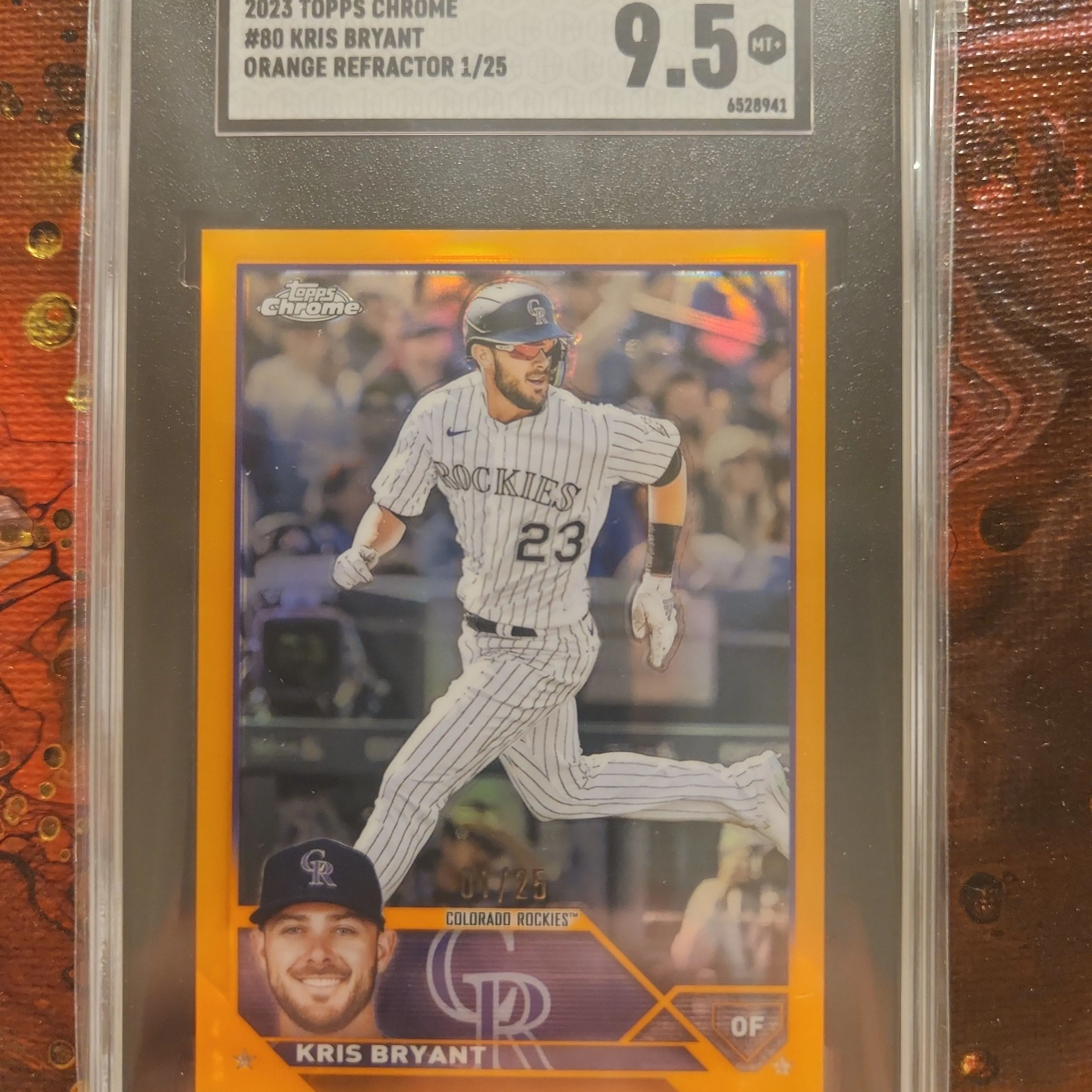 Product image for 2023 Topps Chrome #80 Kris Bryant Orange Refractor 1/25