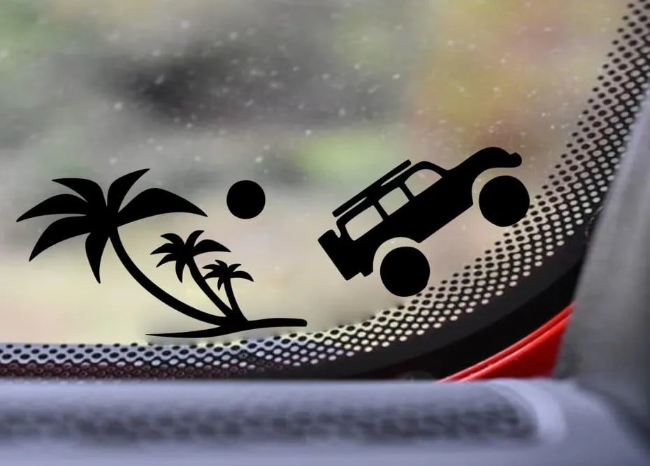 Product image for Beach with Vehicle decal - windshield Easter egg for Jeep Wrangler