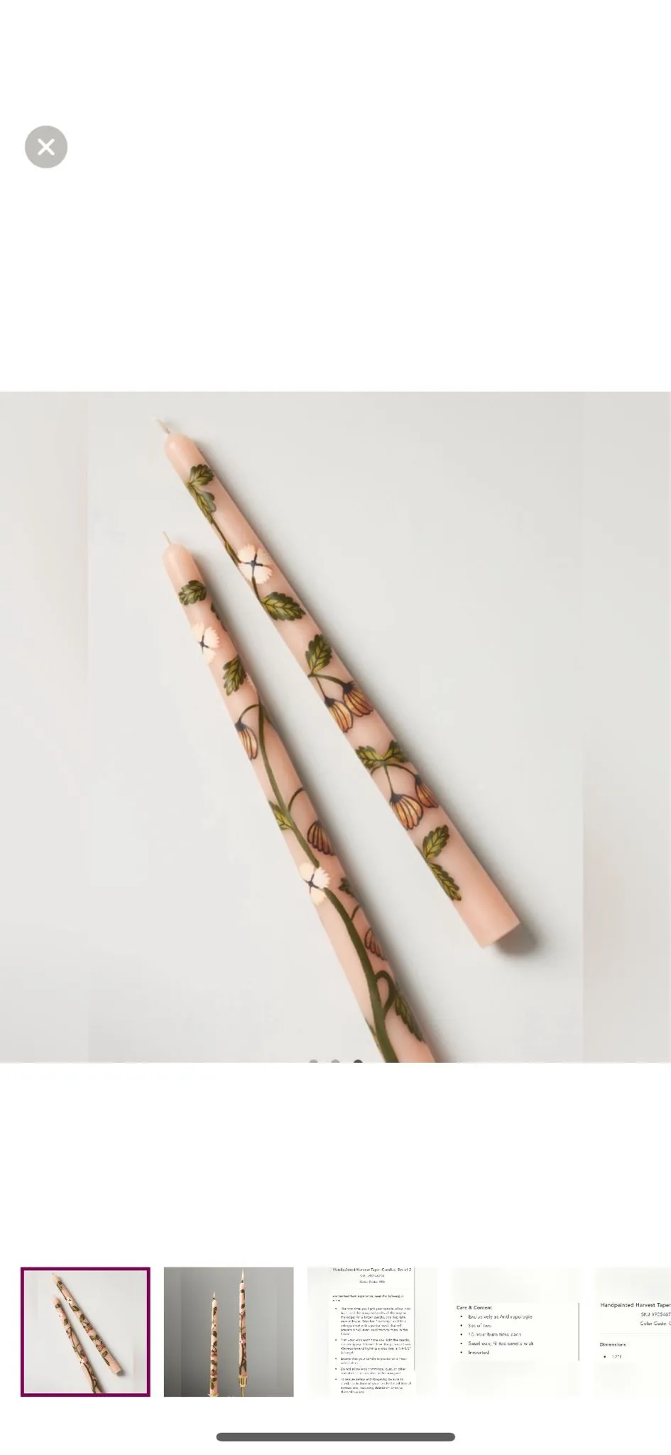 Anthropologie Handpainted Harvest Taper Candles - Thumbnail 2