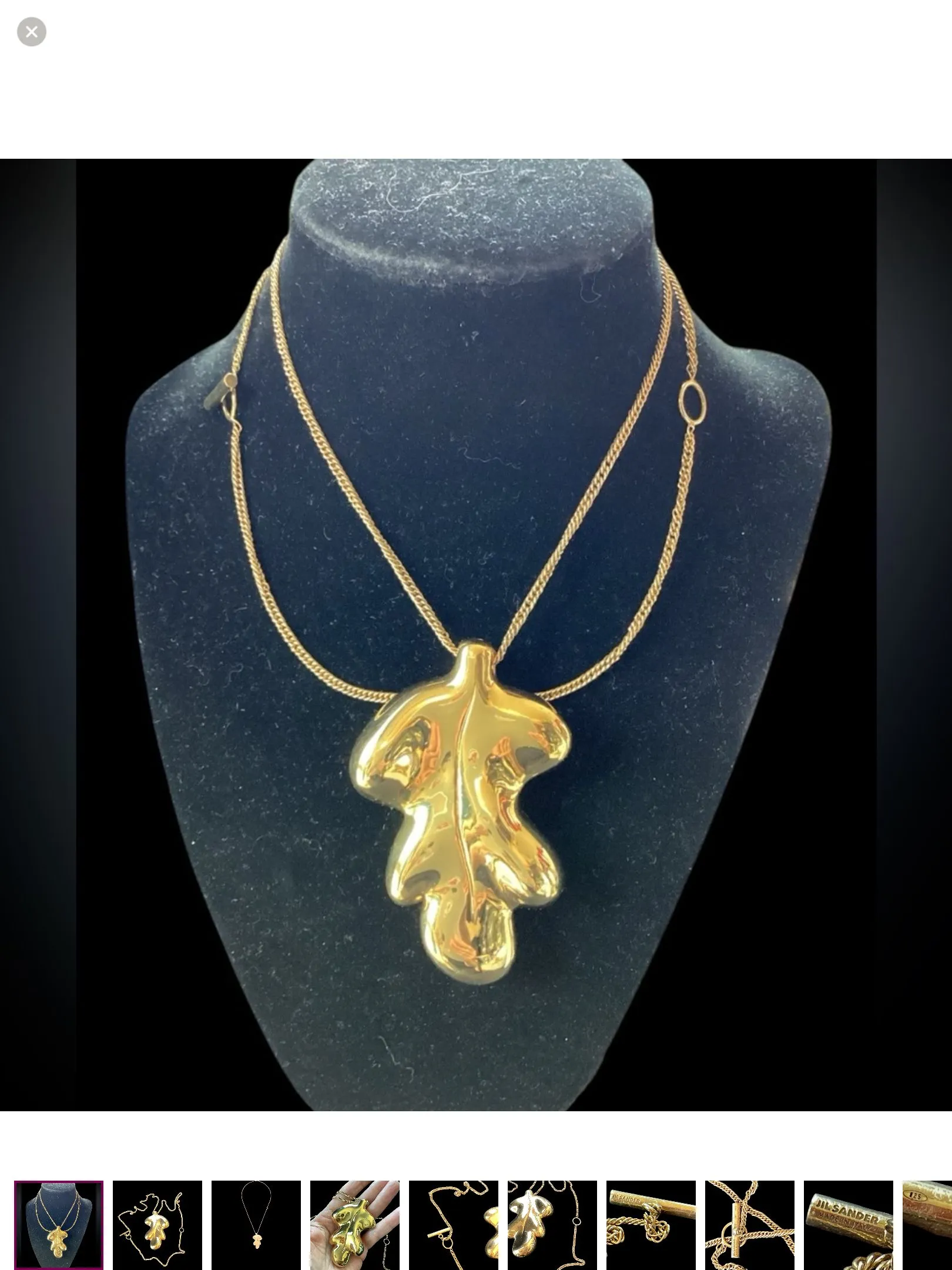 Product image for Jil Sander Gold Plated Oak Leaf Necklace