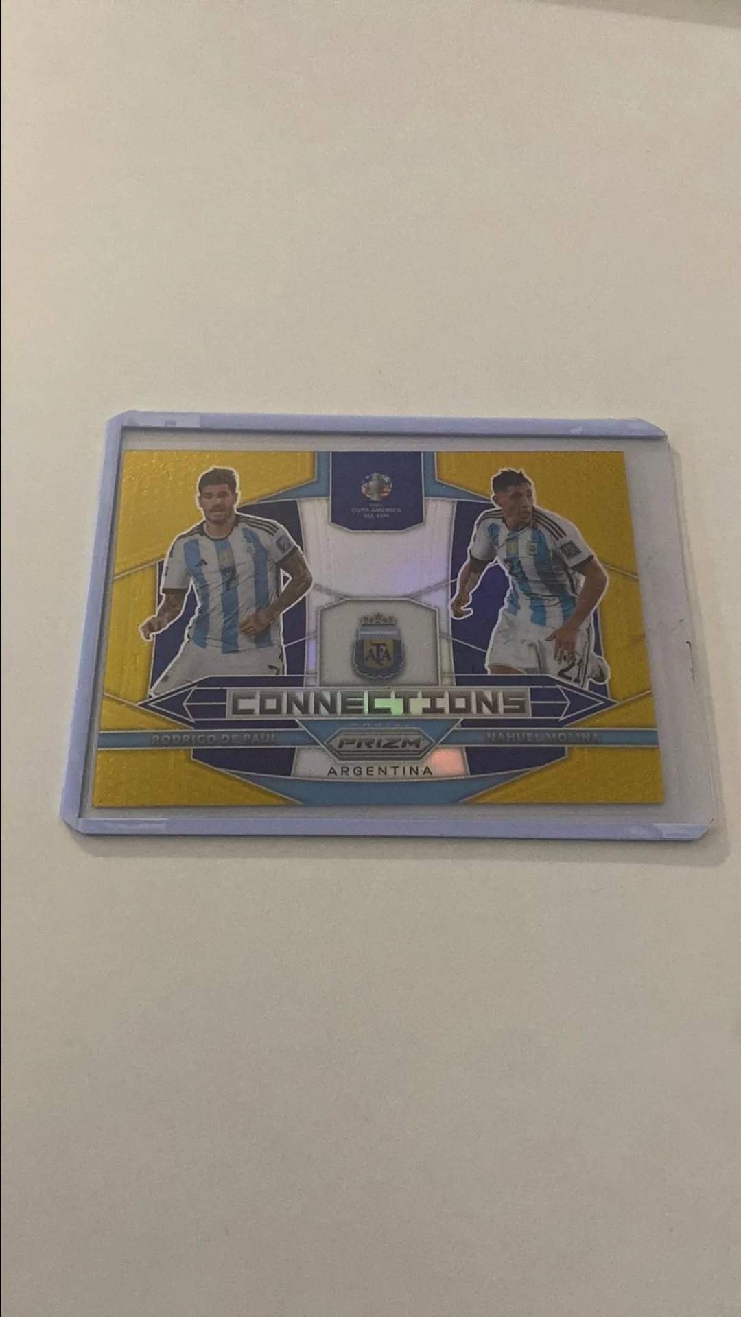 Product image for Rodrigo De Paul + Nahuel Molina /10 Gold Connections 2024 Copa America Prizm Argentina Atletico