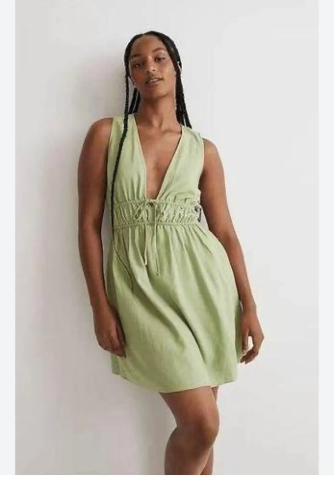 Product image for Madewell Sofia Deep V Neck Linen Blend Mini Dress