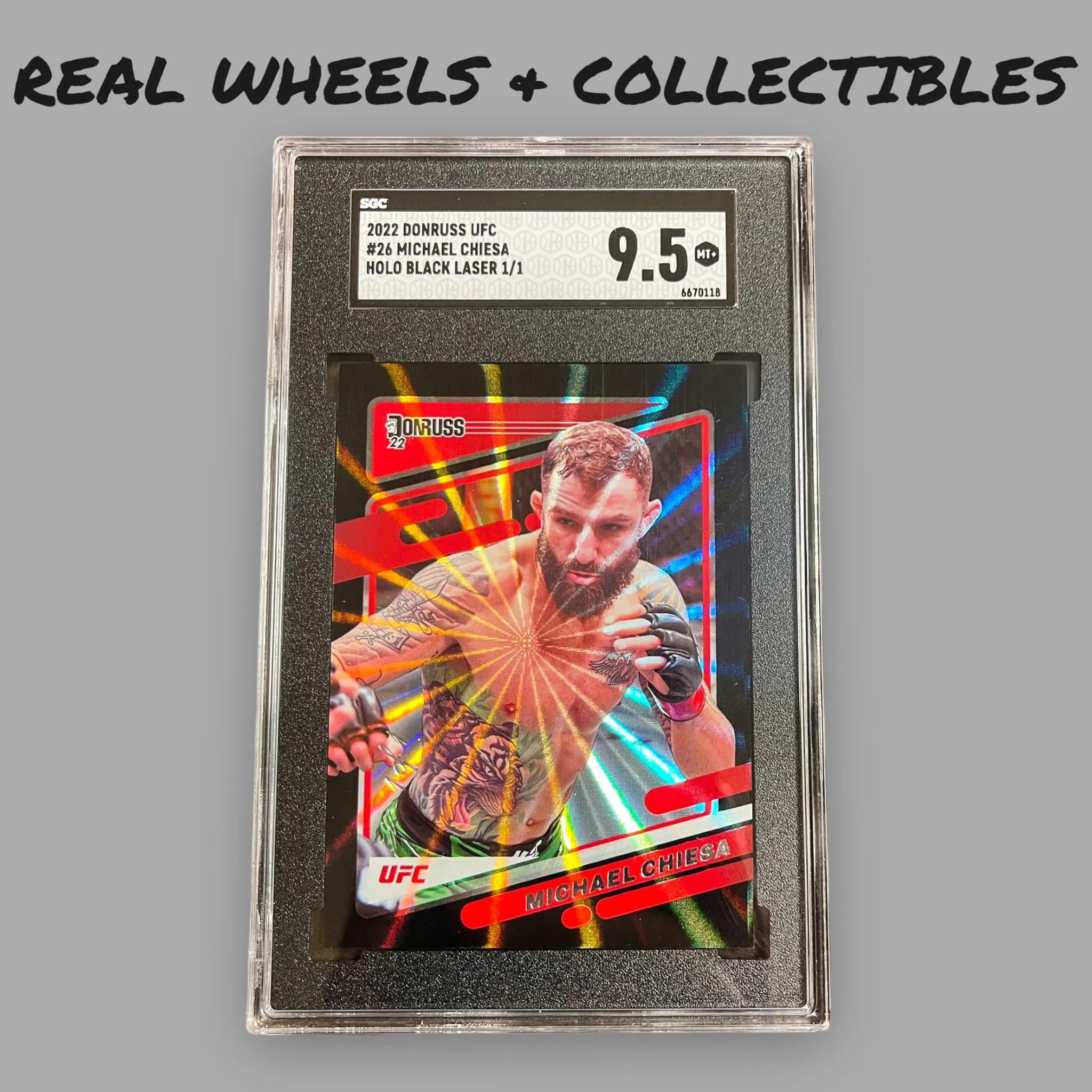Product image for “1 of 1” Michael Chiesa Holo Black Laser 2022 Donruss UFC #26 1/1 SGC 9.5 GRAIL