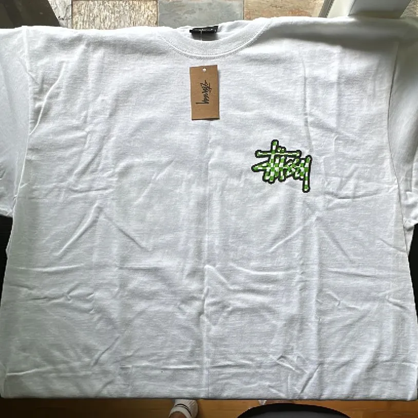Product image for Stussy Checker Stock Tee; white, size L, NWT