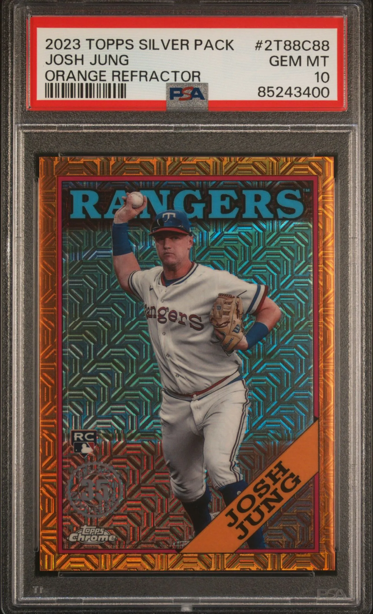 Product image for Josh Jung Rookie Orange Refractor /25 - 2023 Topps Silver Pack PSA 10 Texas Rangers