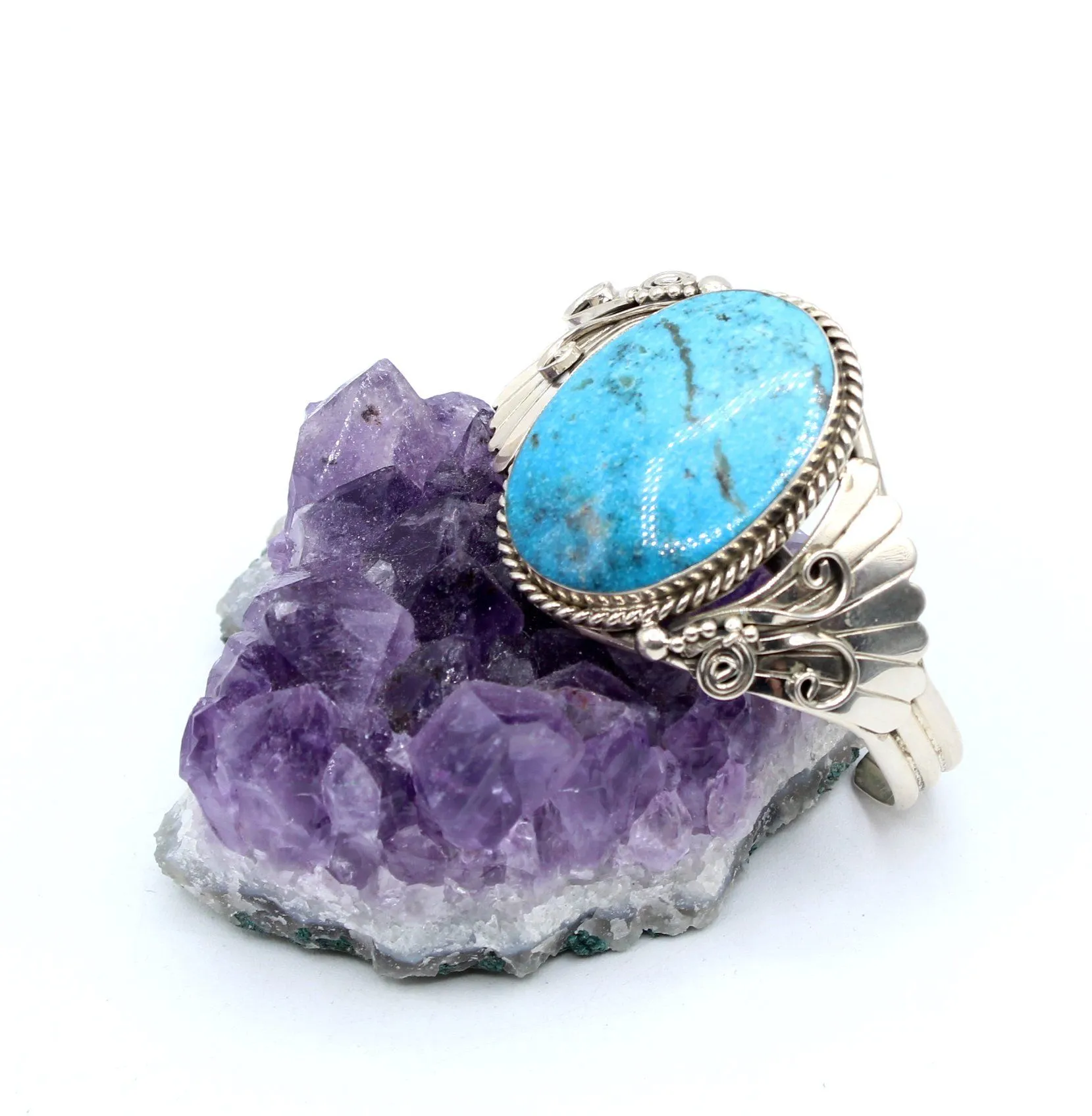 Product image for Southwest Turquoise sterling silver cuff bracelet 45.25g
