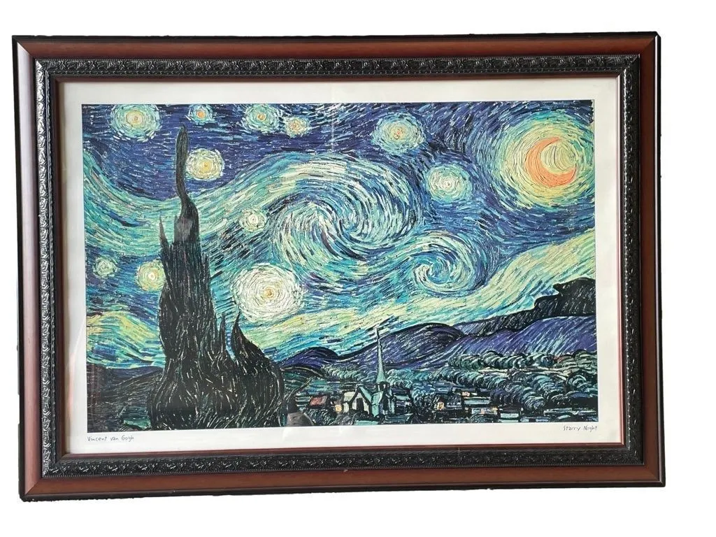 Product image for Bincwnt Van Gogh Starry Night Framed Art Print Blue Yellow