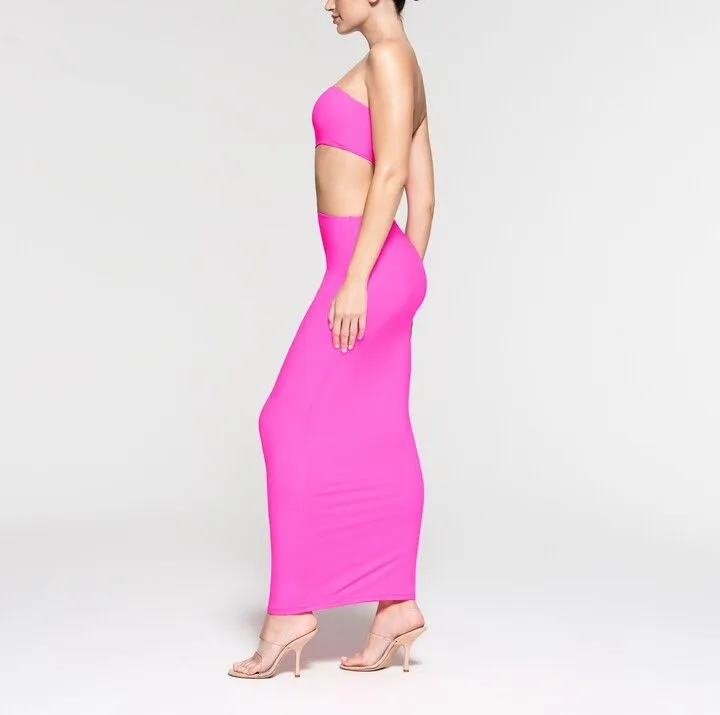 SKIMS Fits Everybody Cut Out Long Dress | Neon Pink  Whatnot: Shop, Sell,  Connect