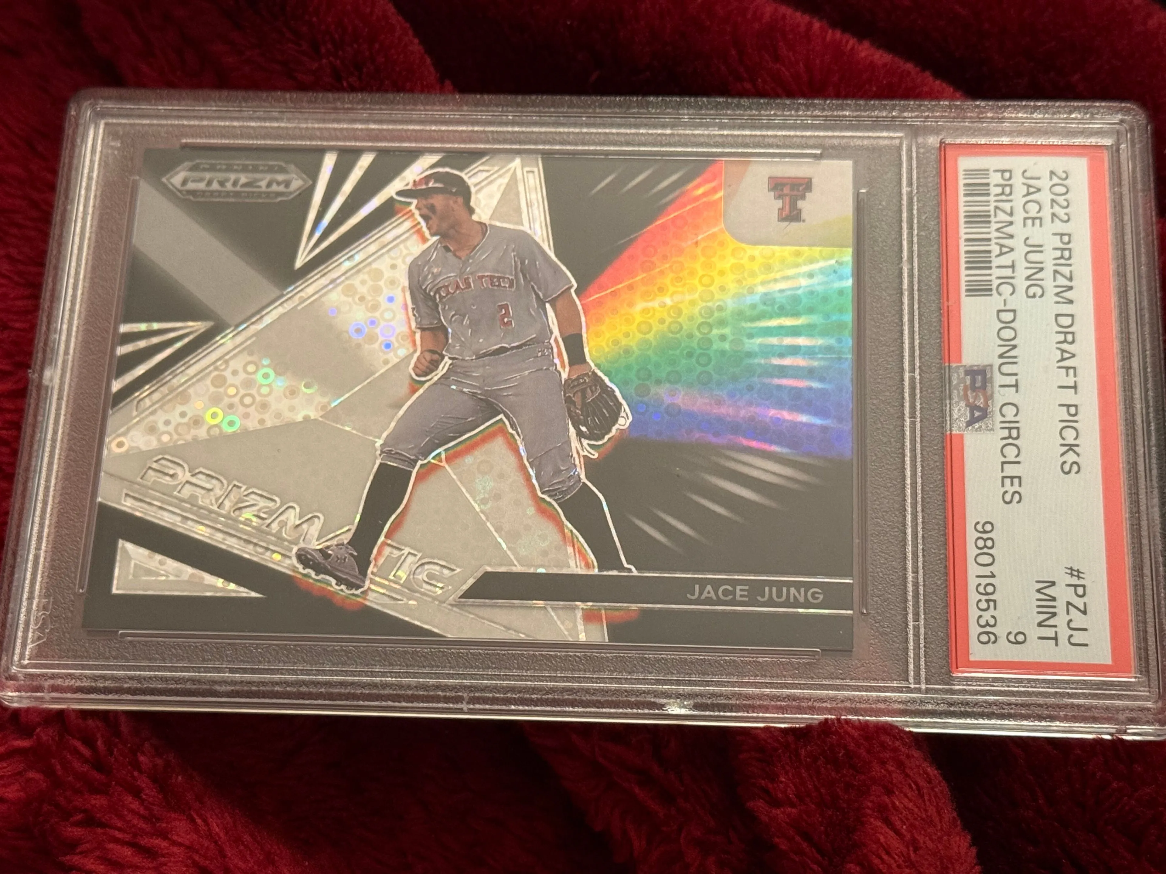 Product image for #20 2022 Prizm Draft Picks Jace Jung - Prizmatic Donut Circles - PSA 9 Detroit Tigers