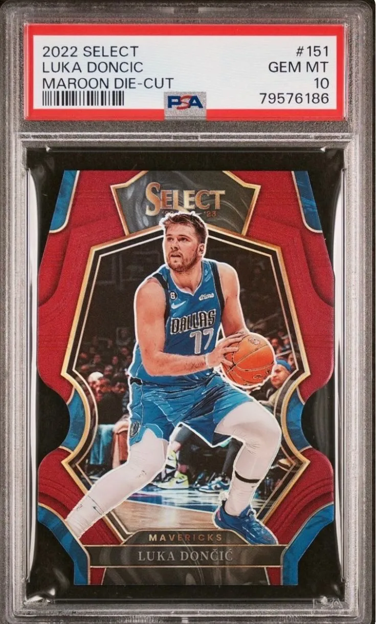 Product image for 2022 Panini Select Luka Doncic Maroon Die-Cut /175 Mavericks PSA 10 POP 1