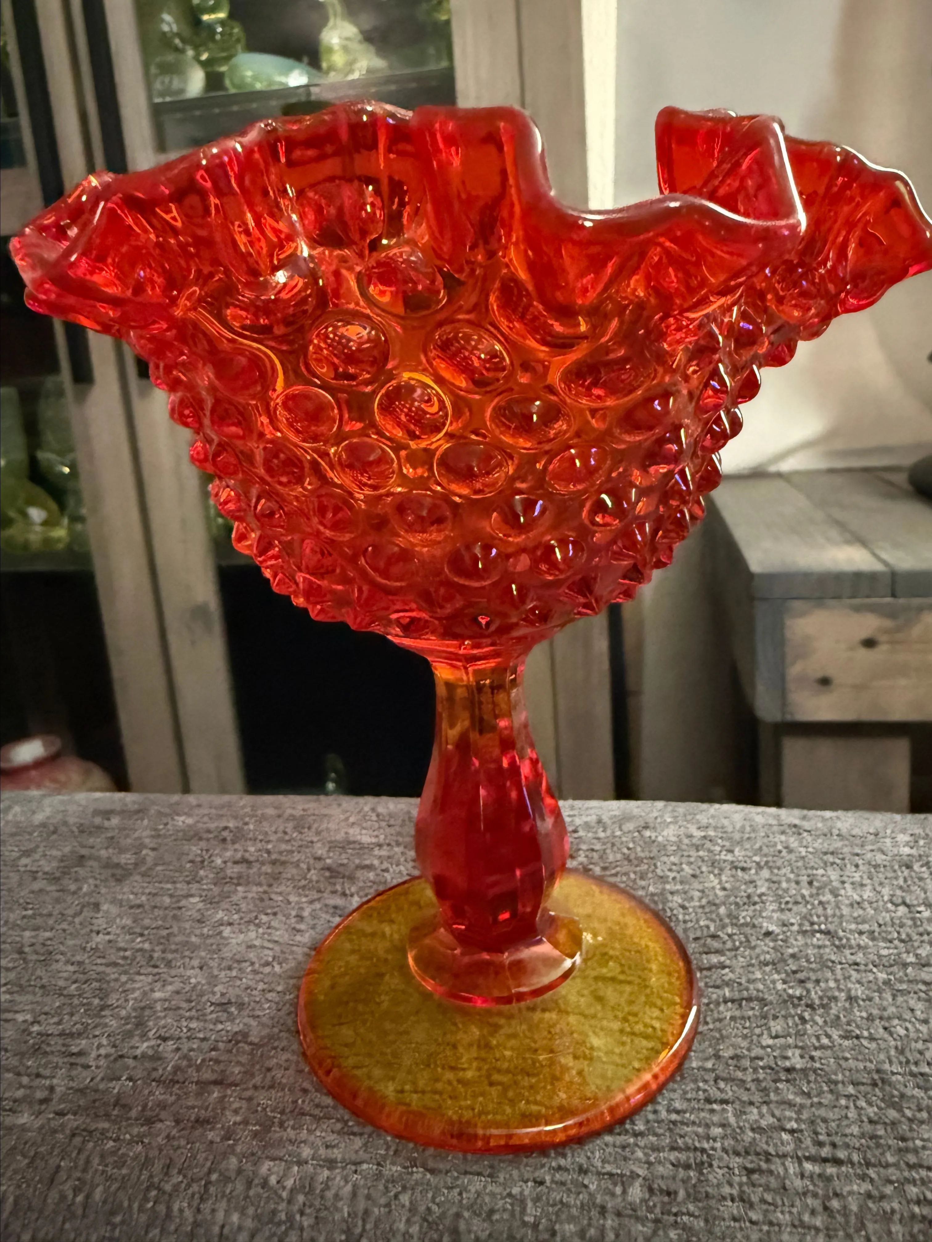 Product image for Fenton Amberina Hobnail glass Candy Dish