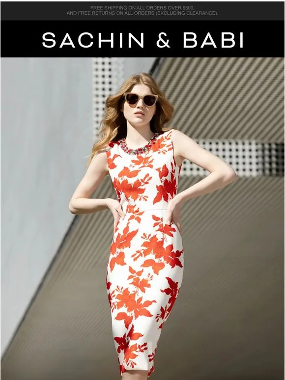 Product image for SACHIN + BABI Anna Coral Narcissus Floral Print Sheath Dress new 6 Orig $595