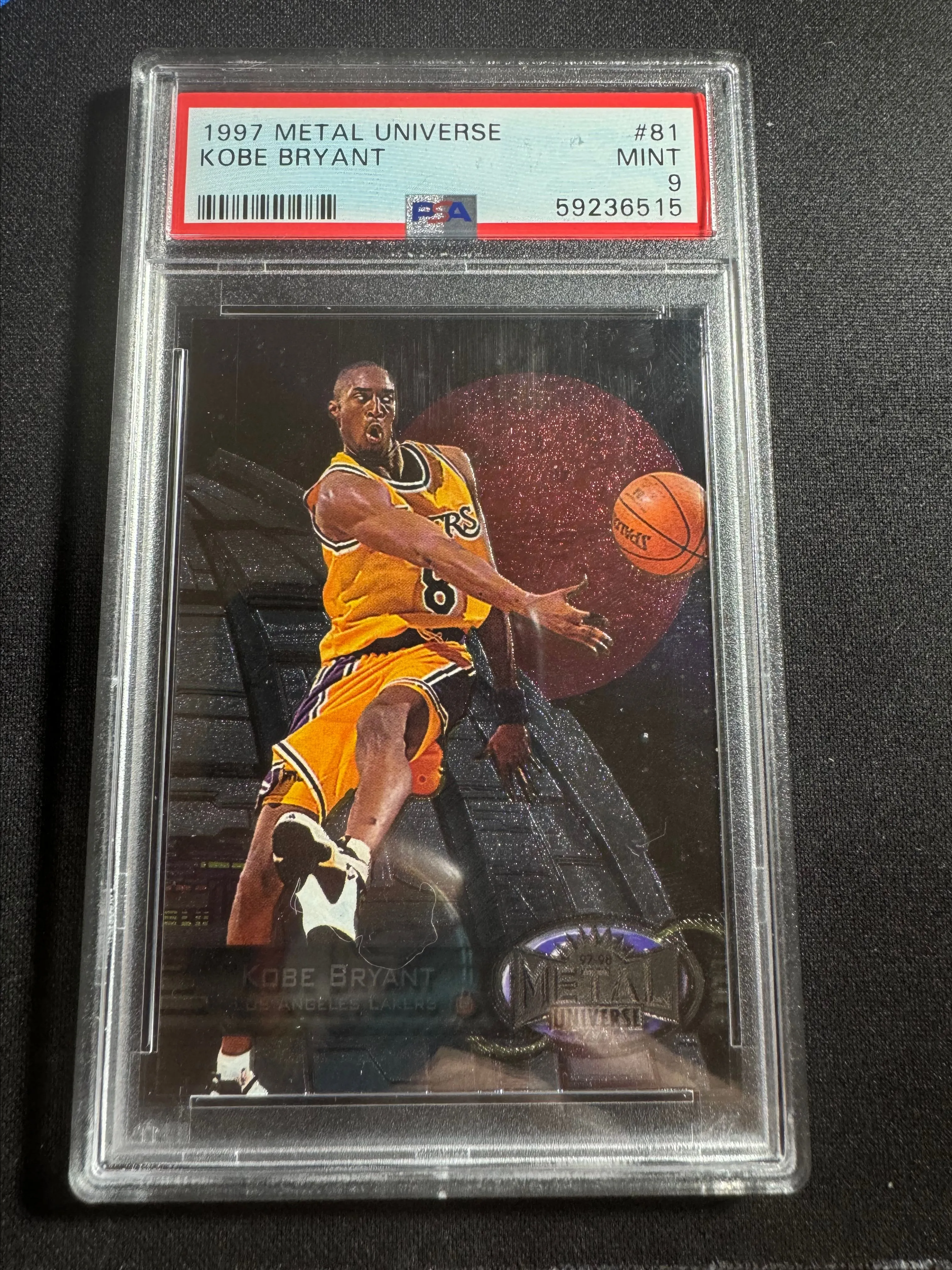 Product image for 1997-98 Metal Universe - #81 Kobe Bryant PSA 9 HOF Lakers