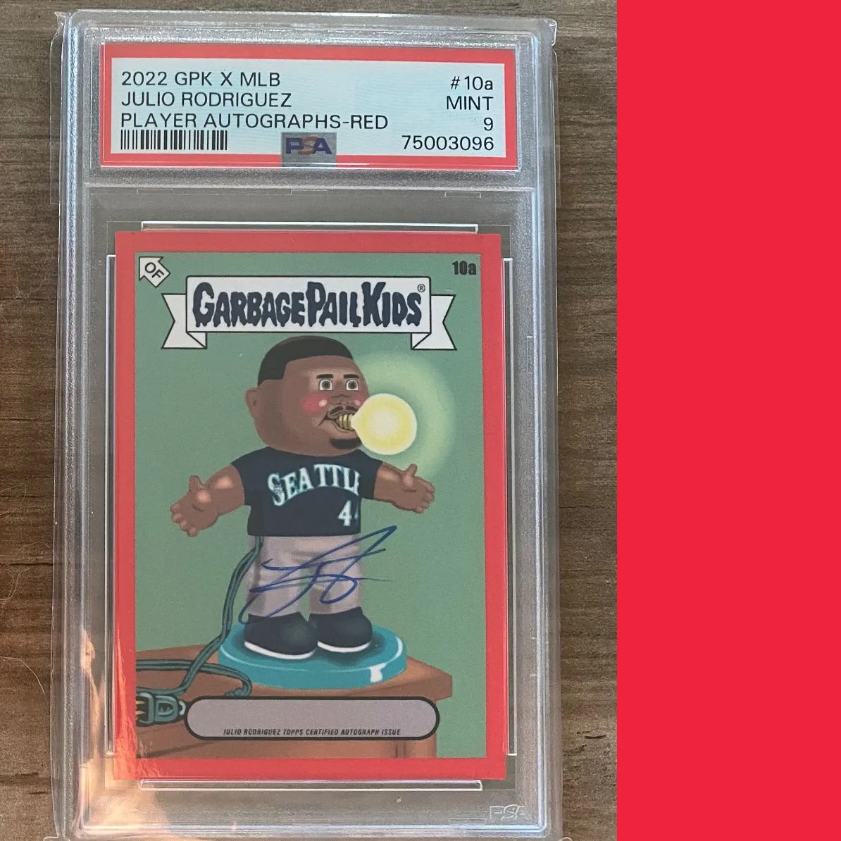Product image for 2022 GPK x MLB Julio Rodriguez Autograph Red /10 PSA 9 POP 1
