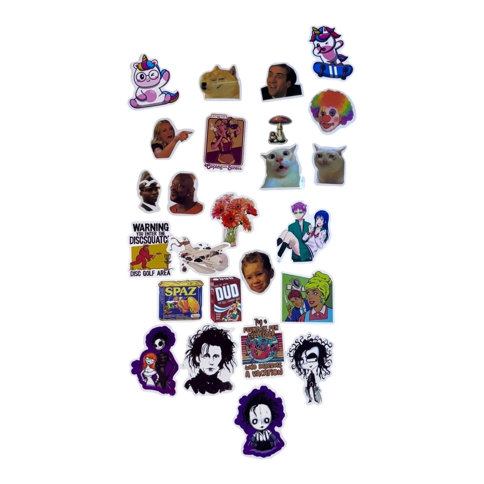 Product image for 25 ct. Mixit Lot of STICKERS * Cool Weird Funny Cute * Anime to Edwards Scissorshands to Unicorn