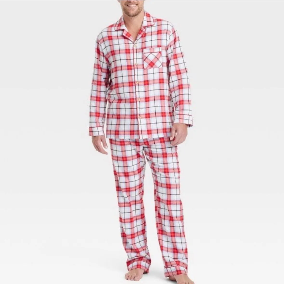 Product image for Men’s Size XXL Wondershop Red, Blue & White Plaid Flannel Pajama Set