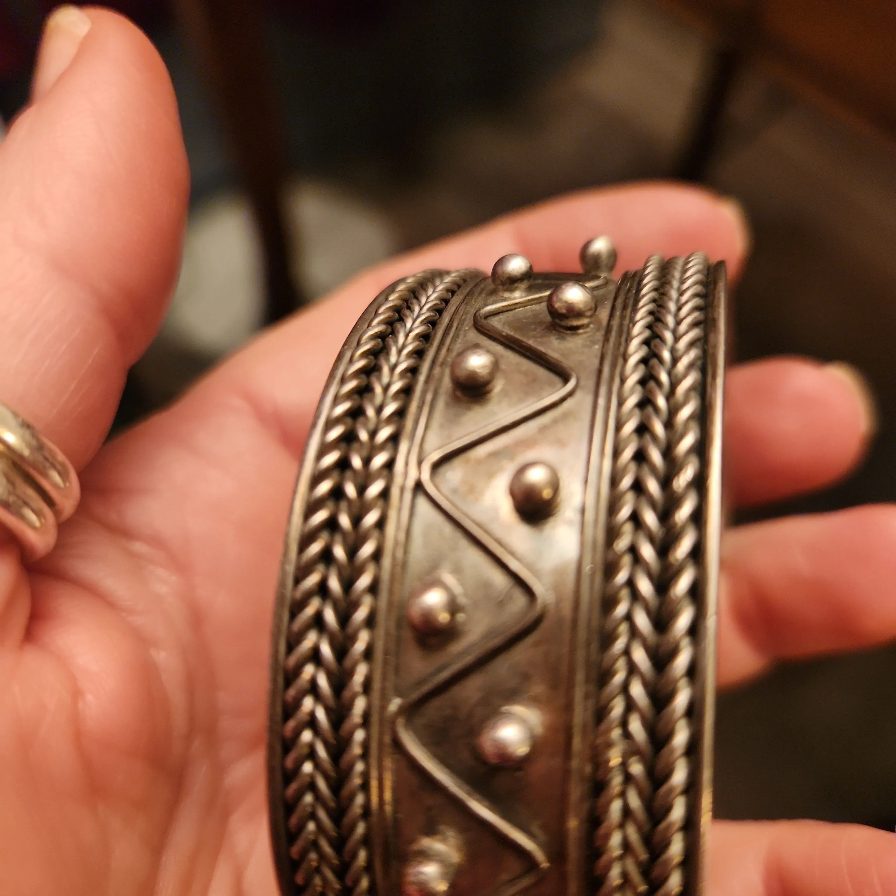 Product image for Sterling Ball Sqiggle Cuff