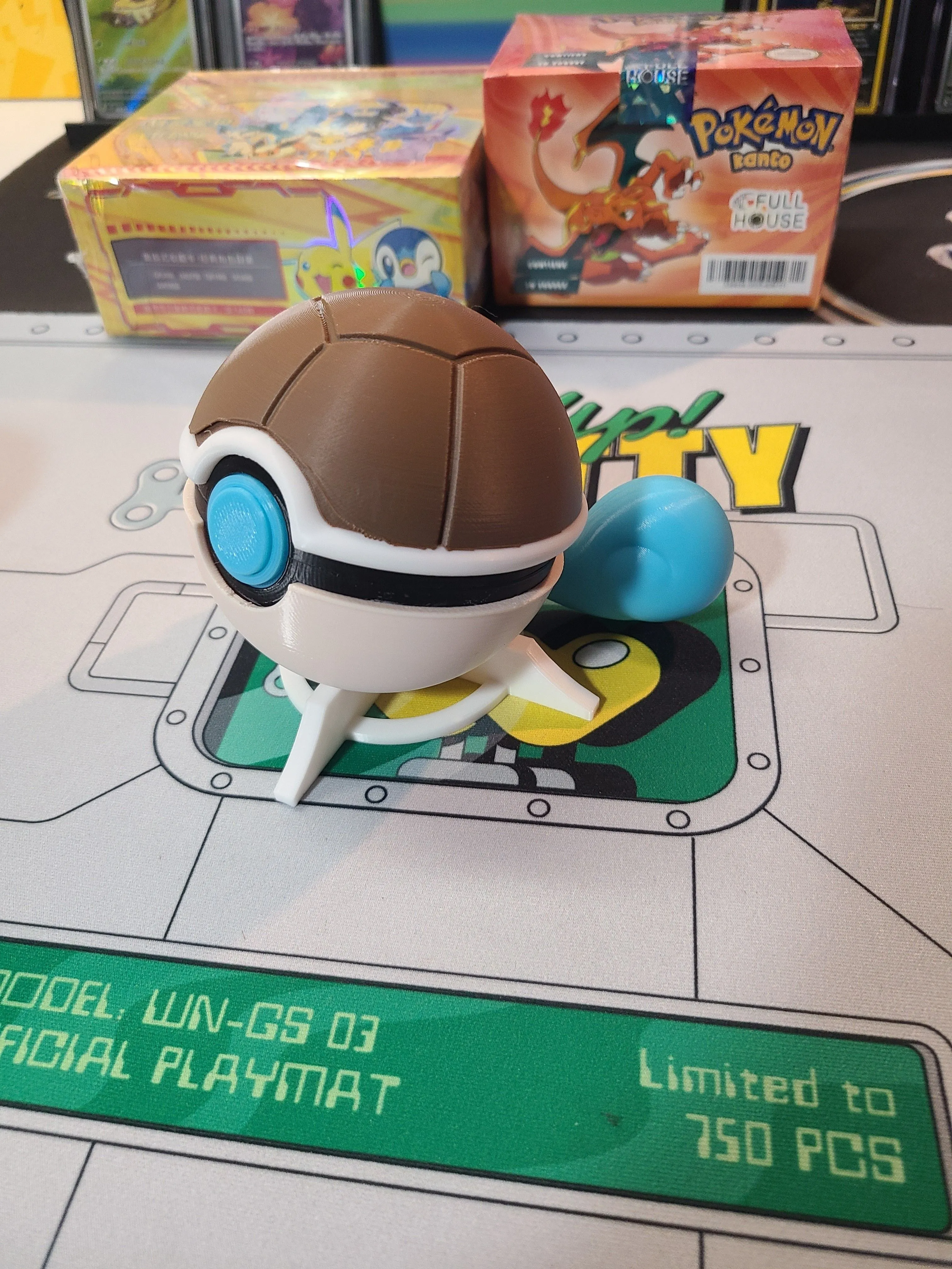 Product image for 3D printed Squirtle themed pokeball with stand