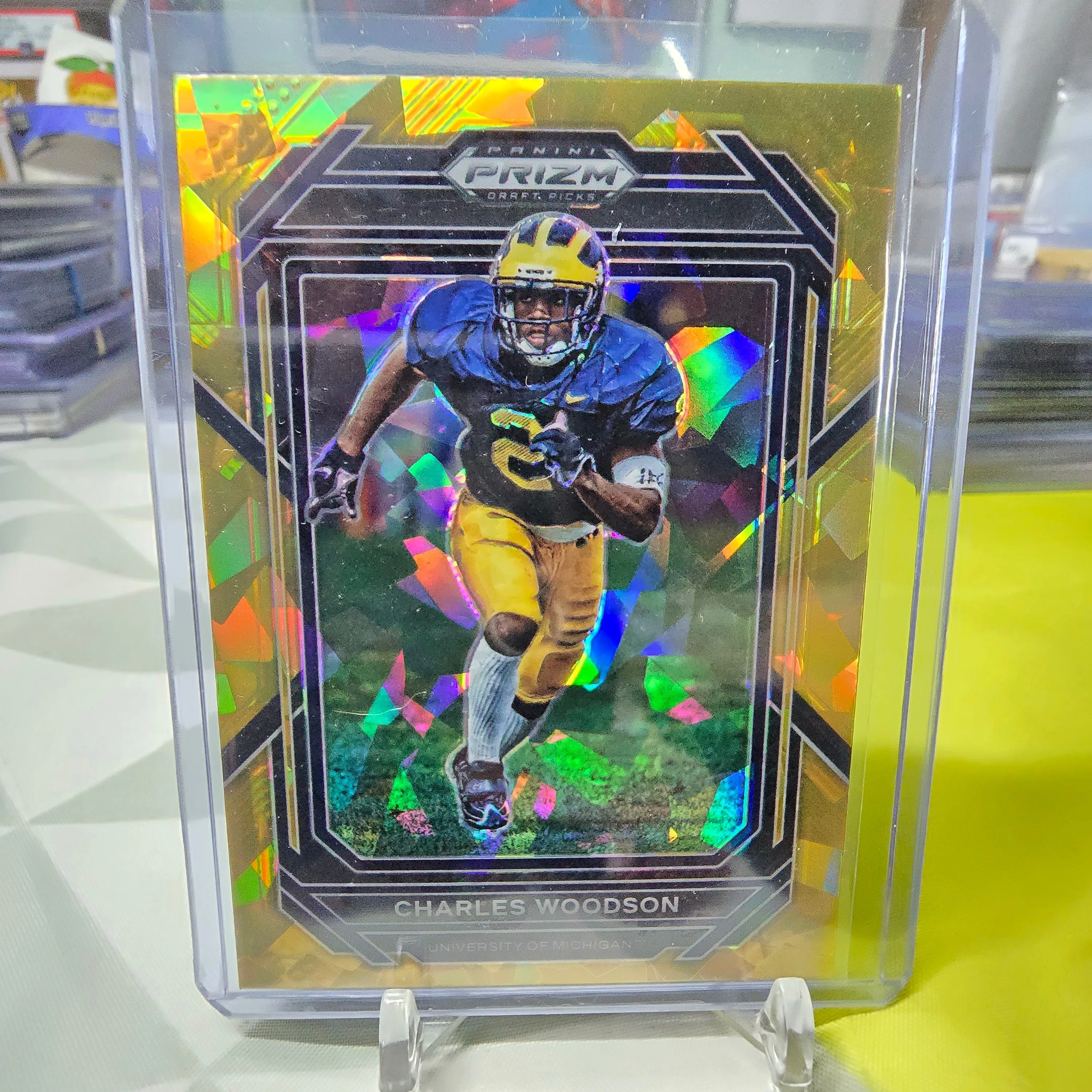 Product image for Charles Woodson 2023 Prizm Draft Picks #15 Gold Ice Michigan Wolverines Raiders