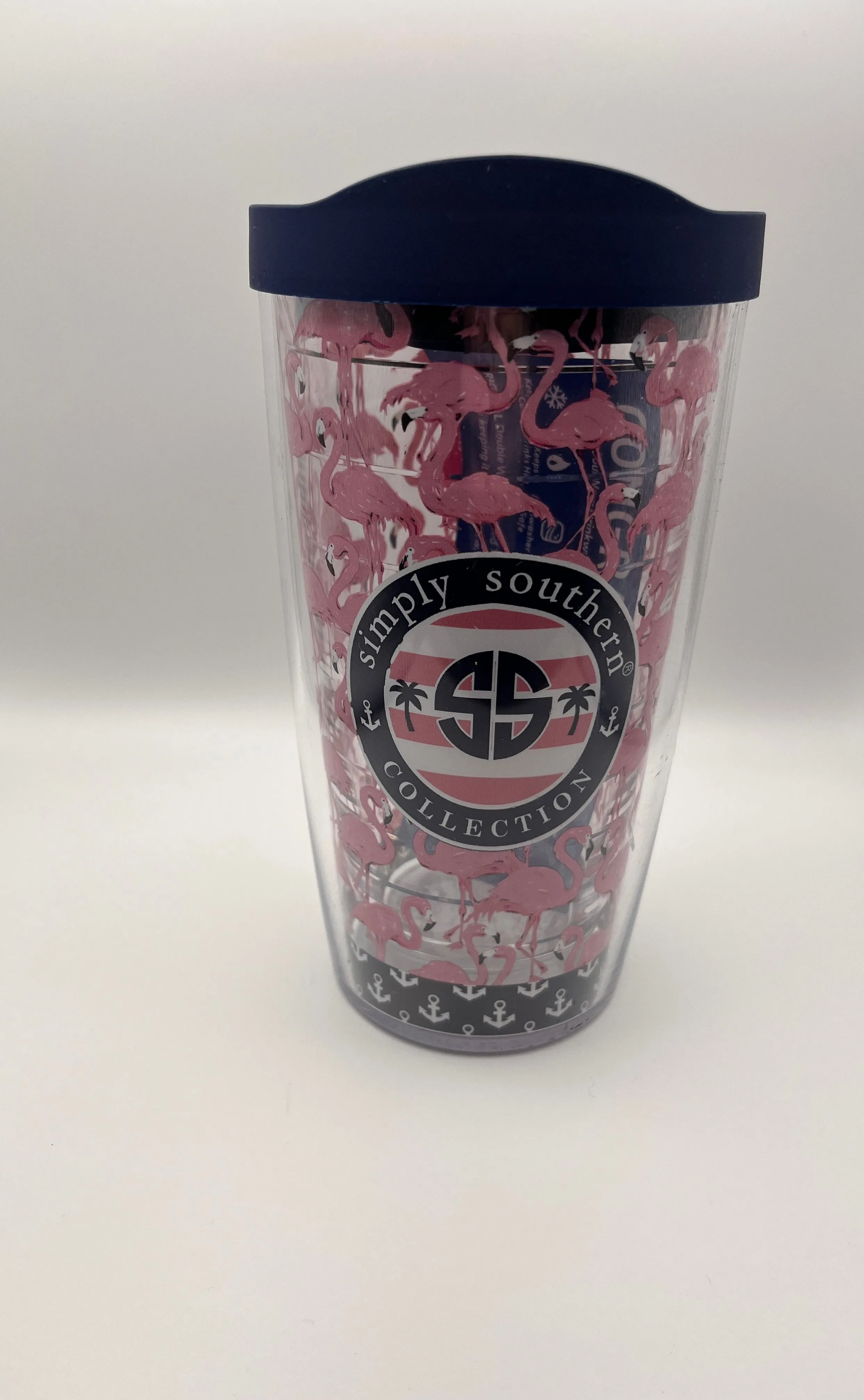 Product image for #25 Flamingo Simply Southern Collection 16oz Plastic Tumbler