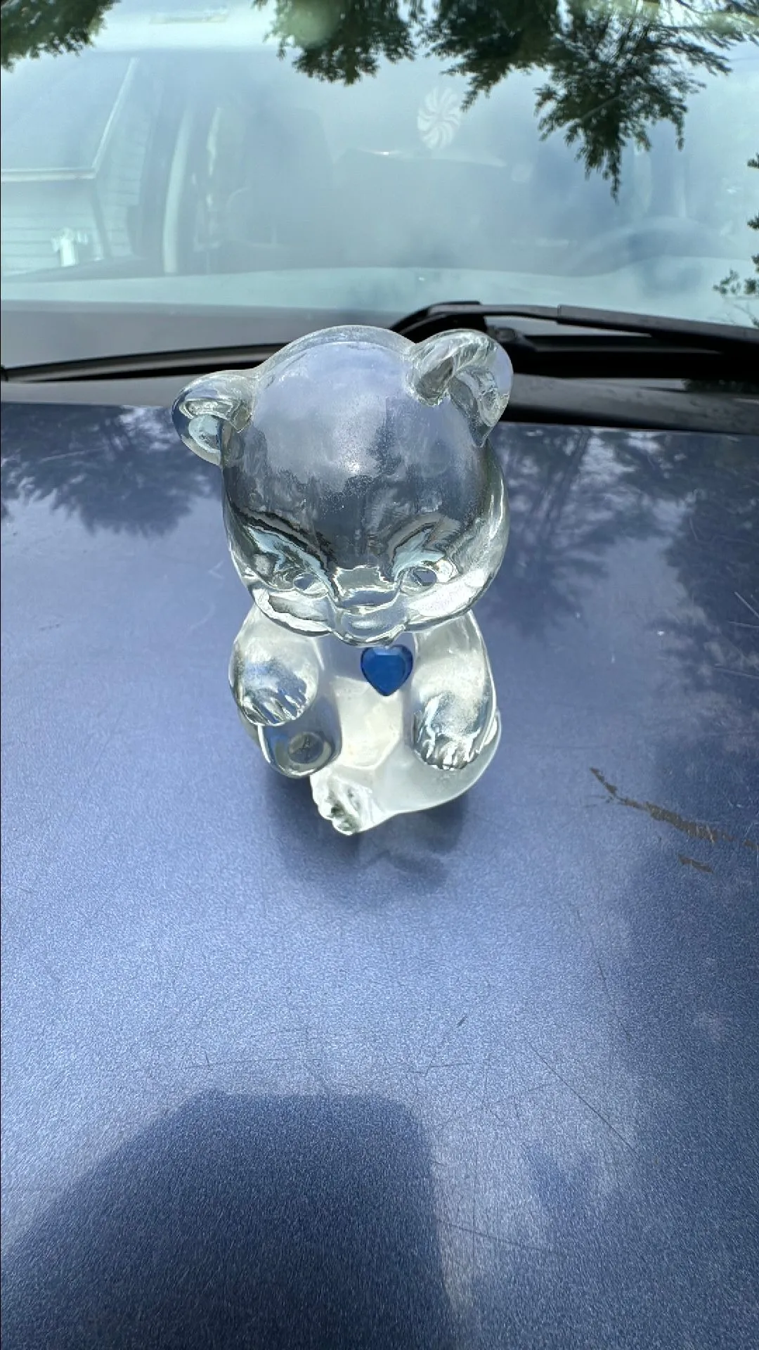 Product image for Fenton blue heart glass bear