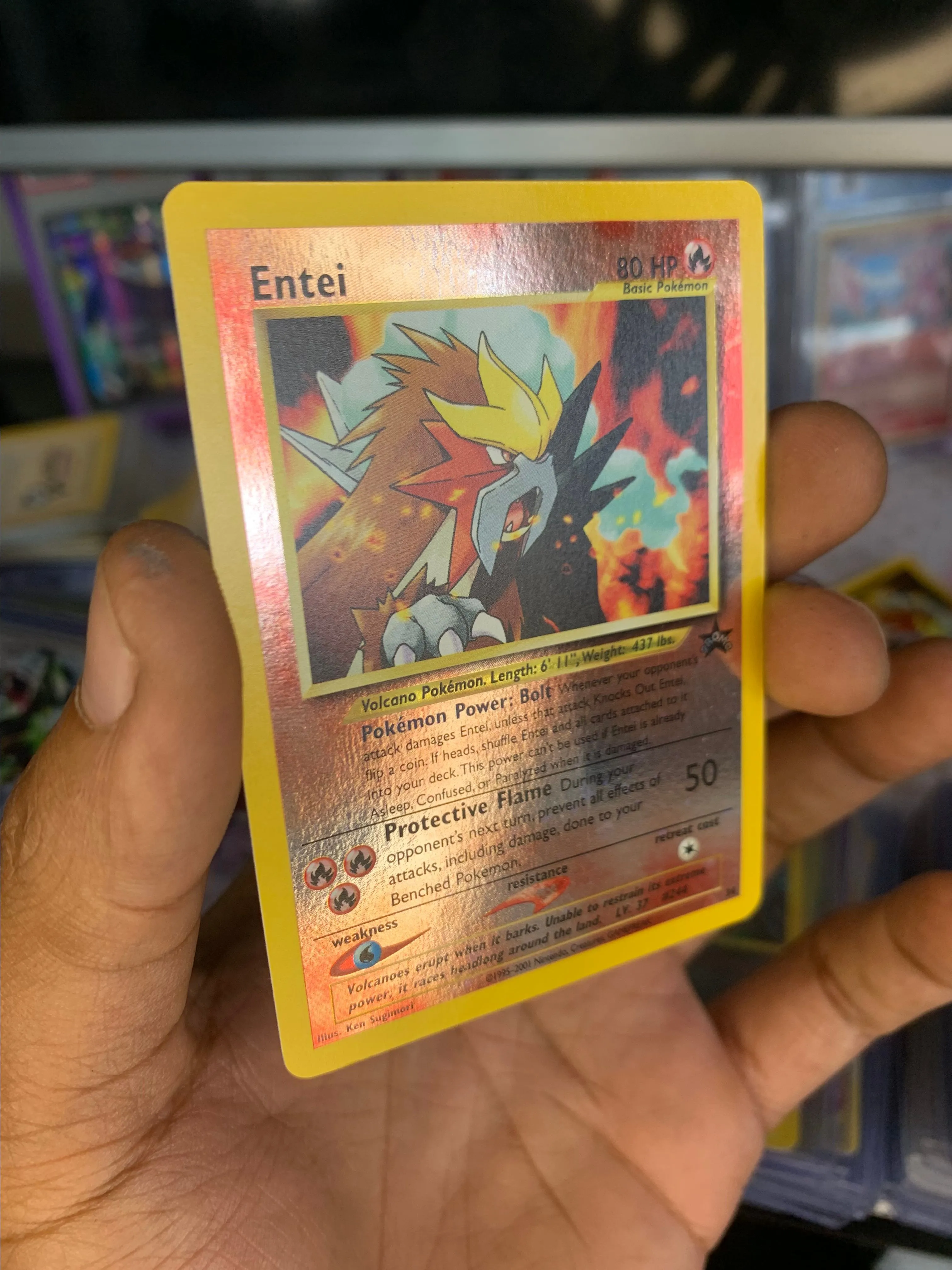 entei pokemon card promo Entei Reverse Holo Pokemon 3 Movie Promo #34 2 SWIRLS PSA 8 main image 0