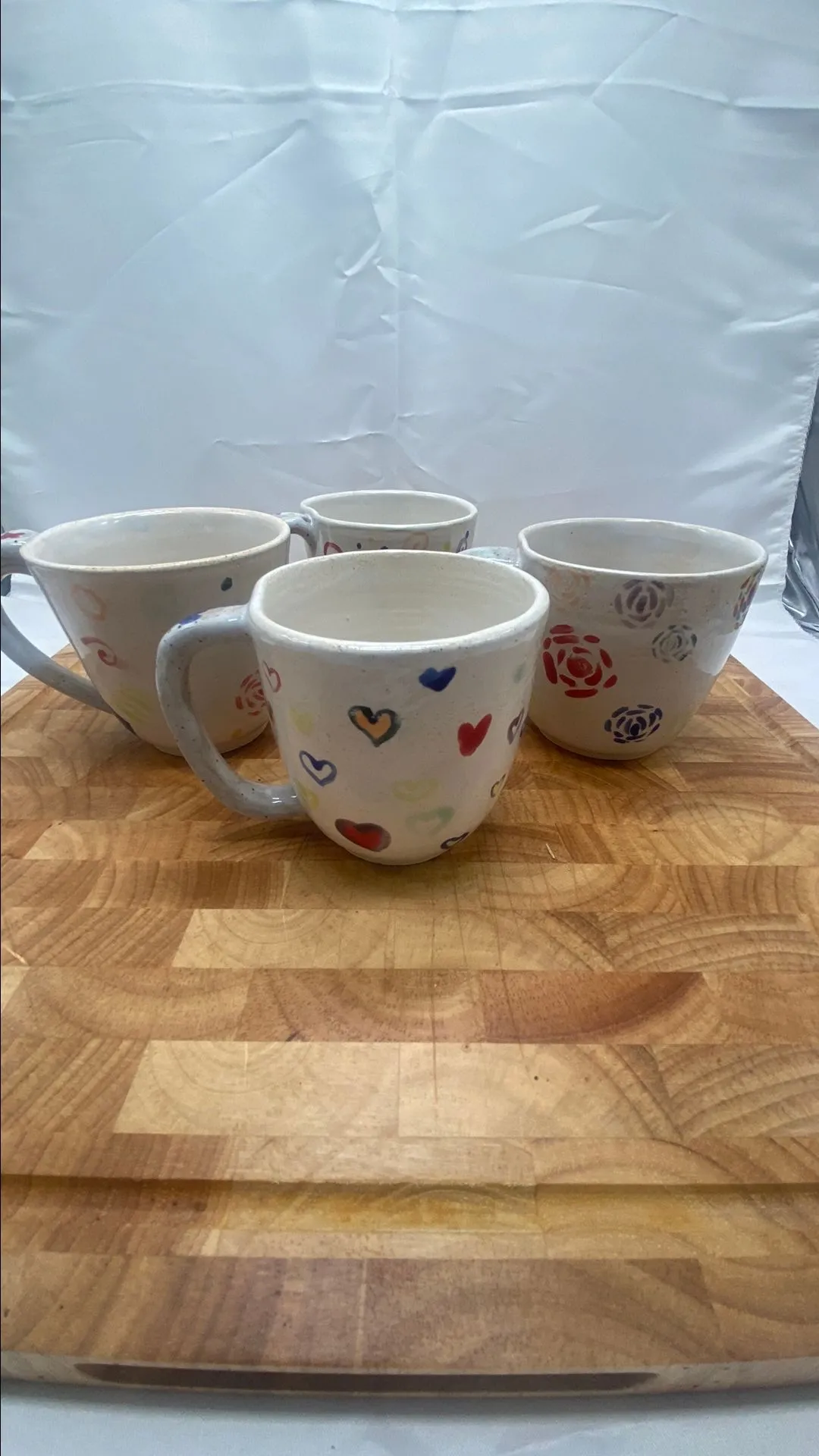 Product image for White with Colorful Designs Coffee Mug Set of 4